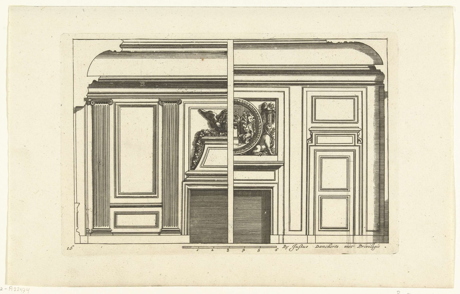 Muurindeling met onderboezem by Cornelis (I) Danckerts