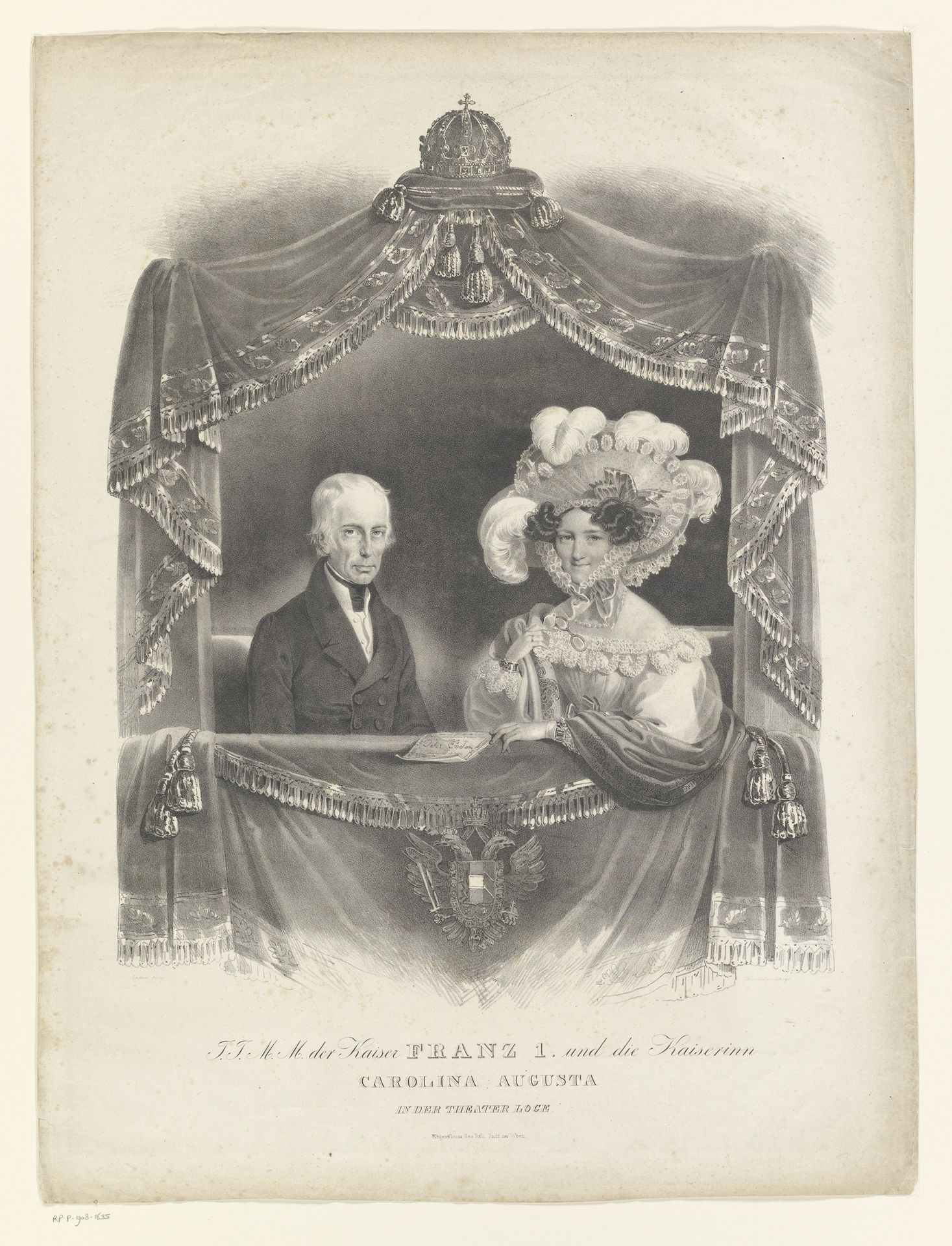 Portret van Frans II en Coraline Augusta by Josef Kriehuber