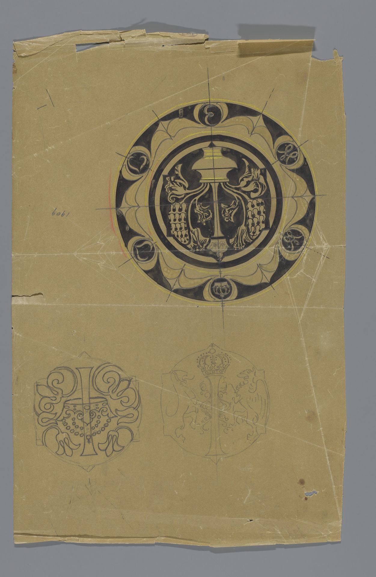 Ontwerp voor een bord van aardewerk ter gelegenheid van de geboorte van prinses Juliana in 1909 by Carel Adolph Lion Cachet