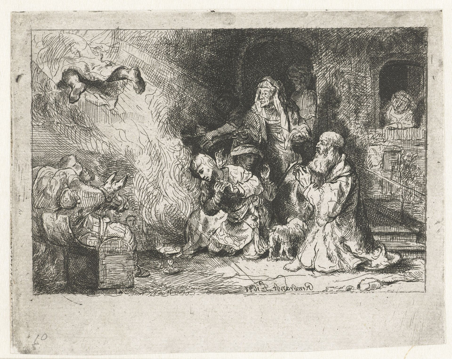 The angel departing from the family of Tobias by Anonymous