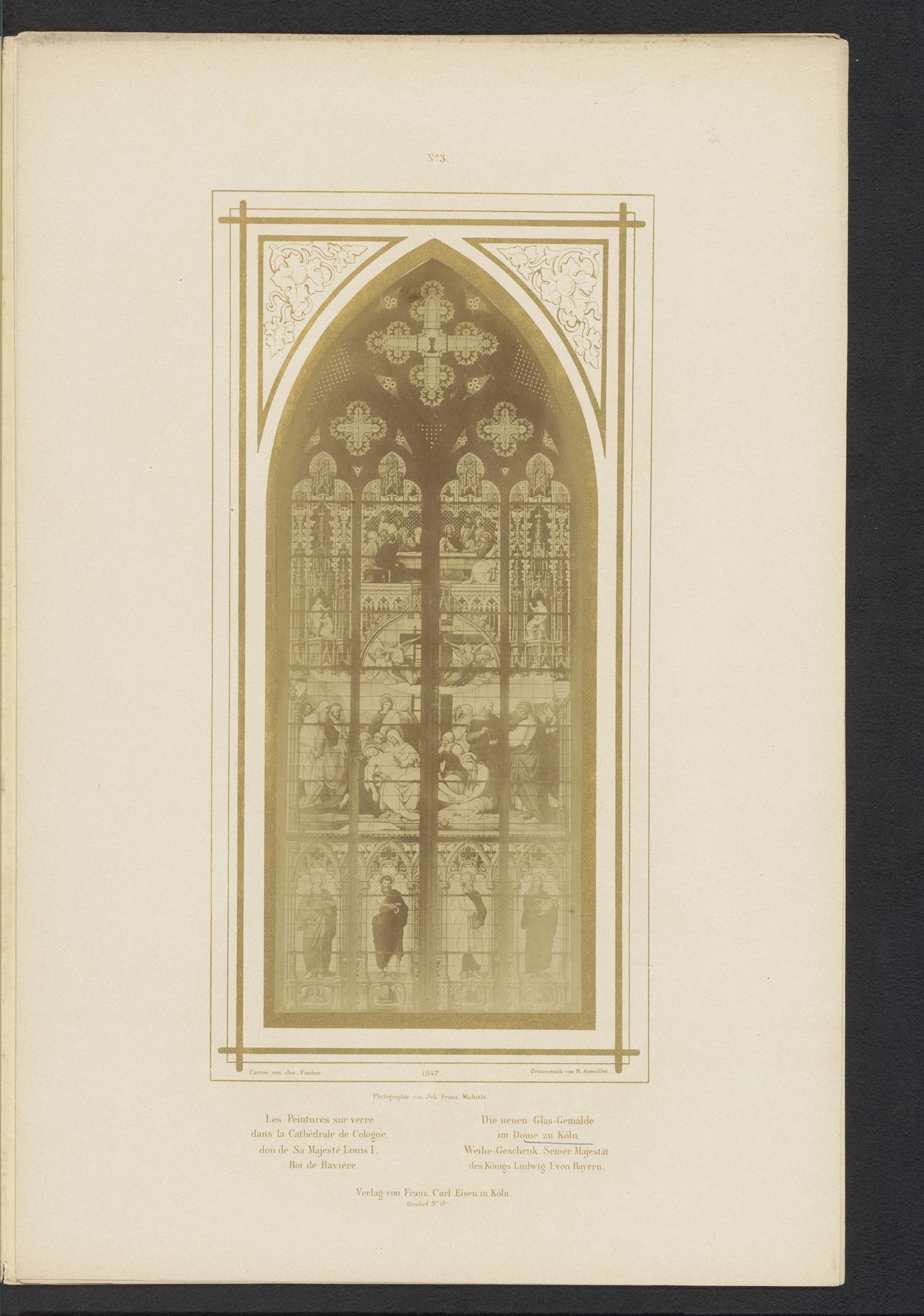 Gebrandschilderd raam ontworpen door Max Emanuel Ainmiller, in de Dom van Keulen, Duitsland by Johann Franz Michiels