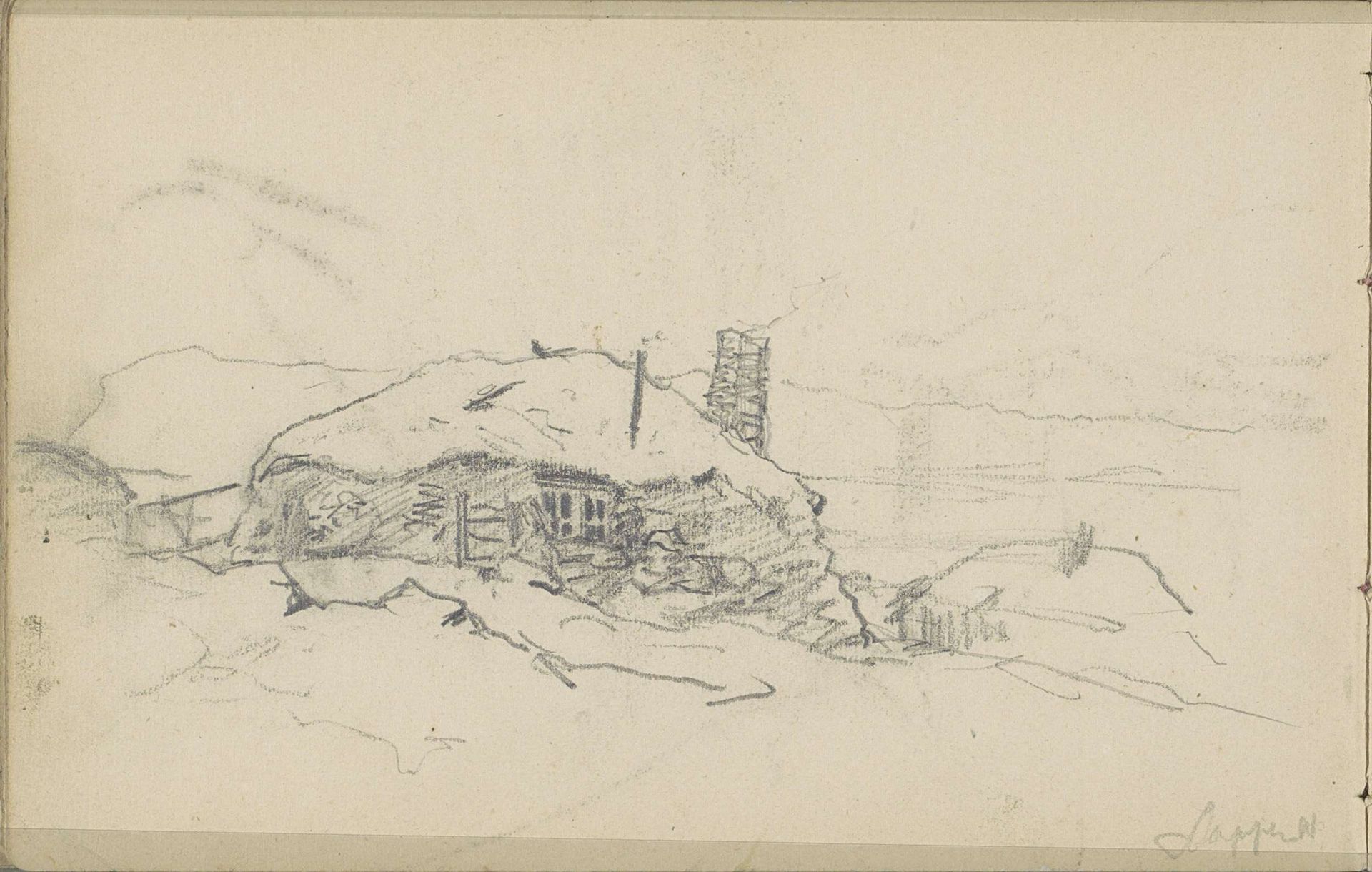 Huizen in Noors Sápmi (Lapland) by Louis Apol