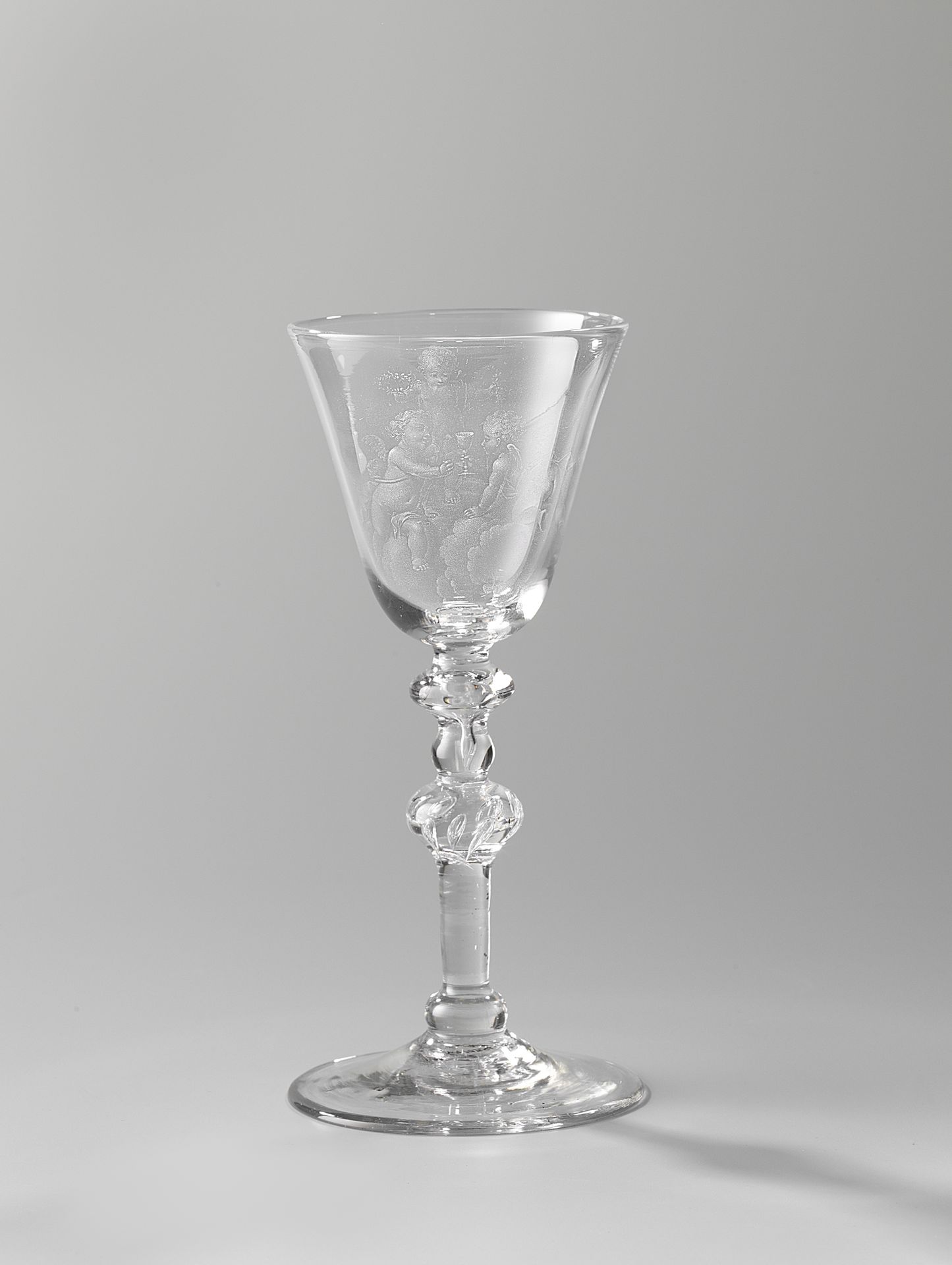 Wine glass with three putti by Anonymous