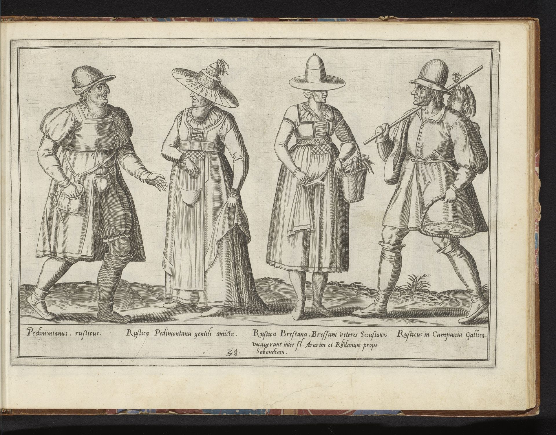 Vier landlieden, gekleed volgens de Italiaanse mode van ca. 1580 by Abraham de Bruyn