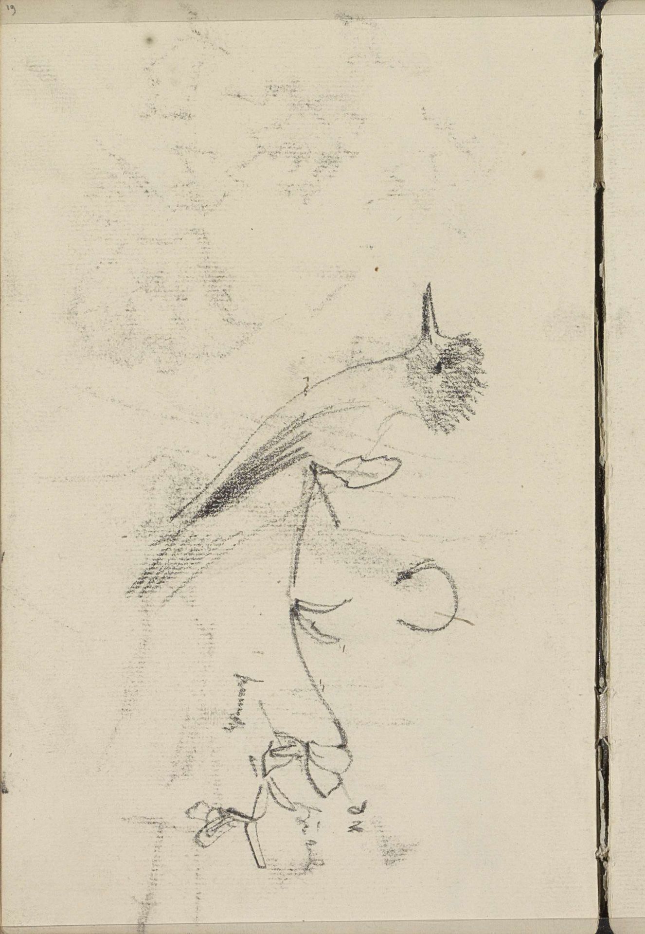 Vogel, mogelijk op een tak by George Hendrik Breitner