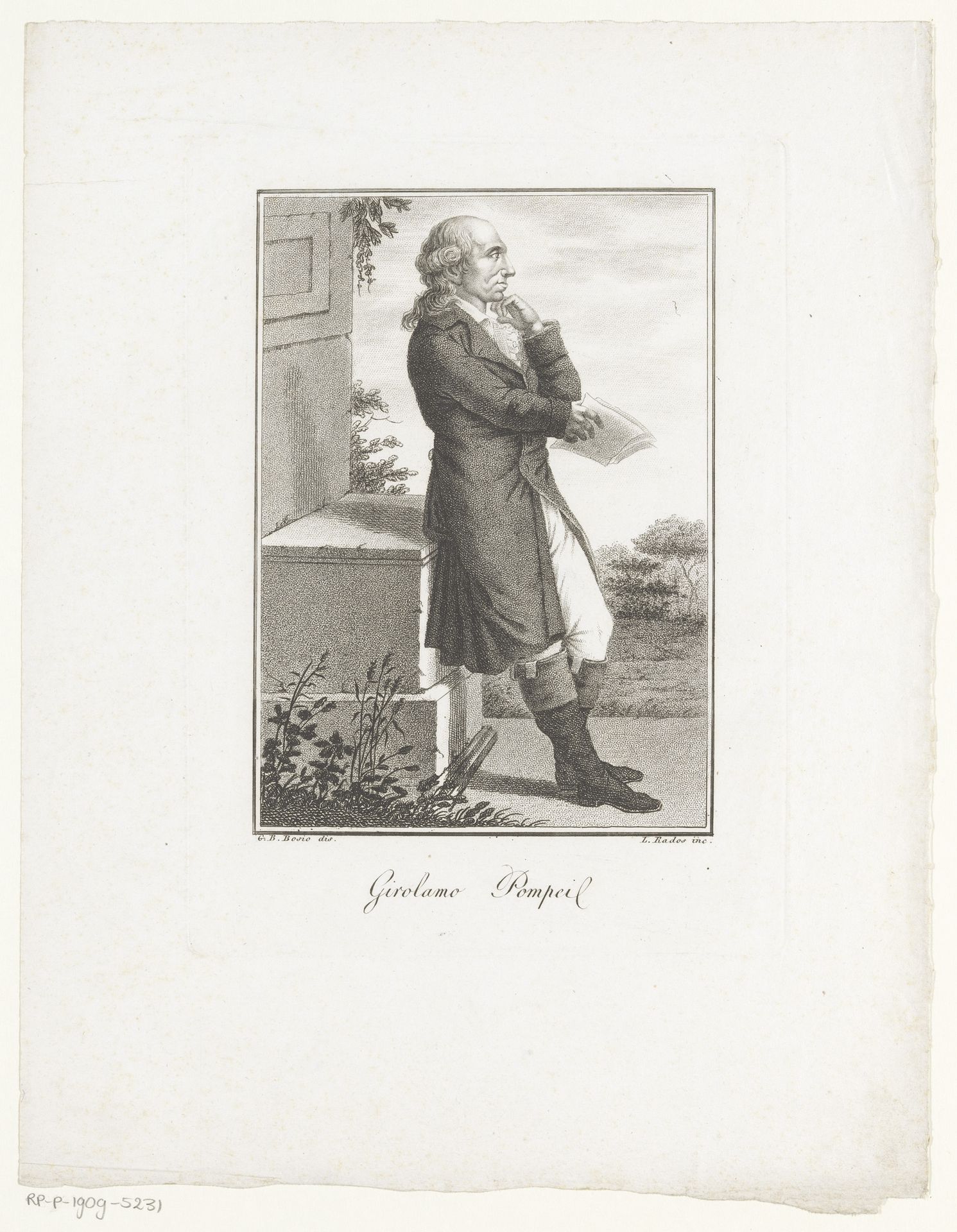 Portret van dichter Girolamo Pompei by Luigi Rados