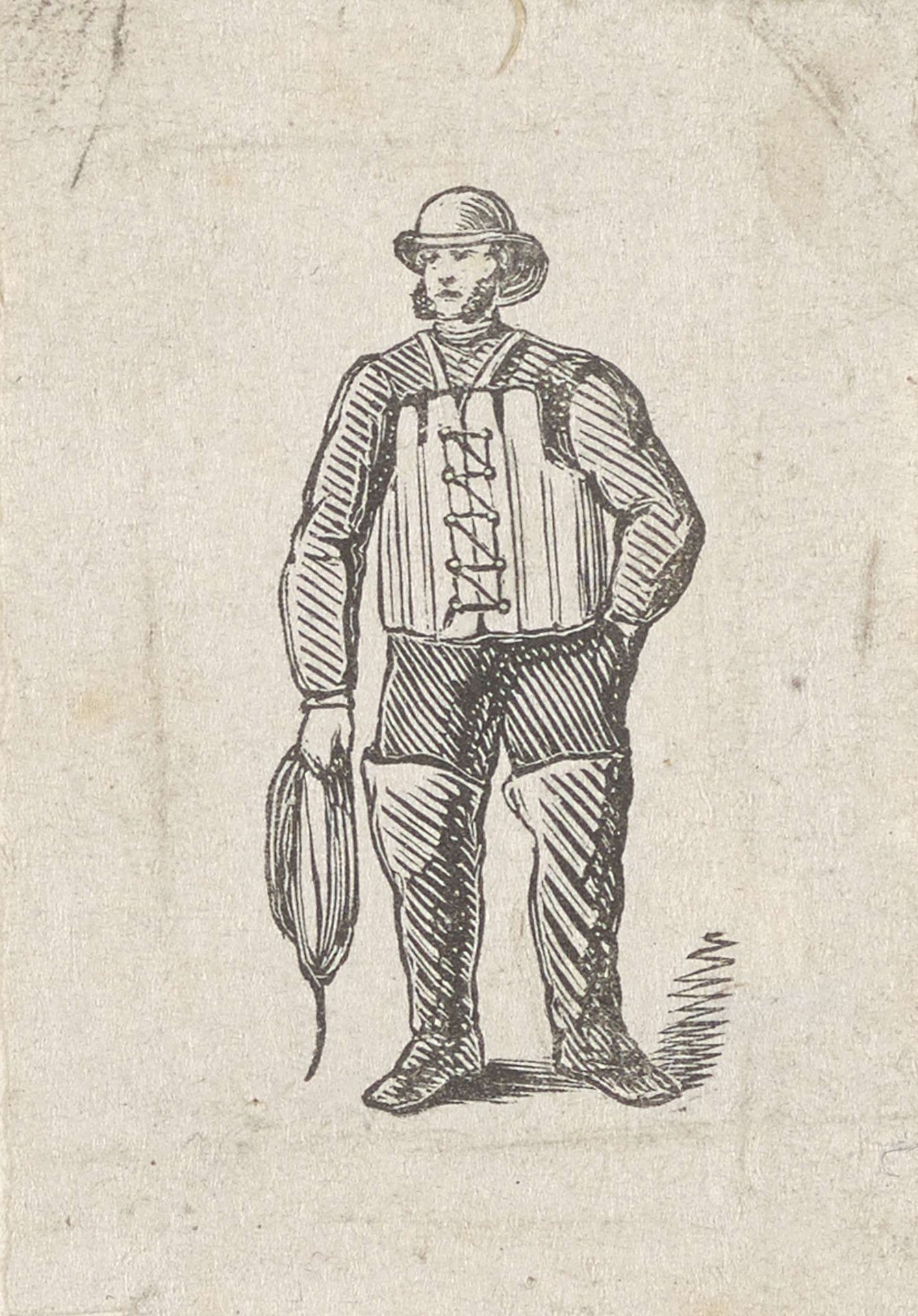 Man met lieslaarzen en een touw by Isaac Weissenbruch