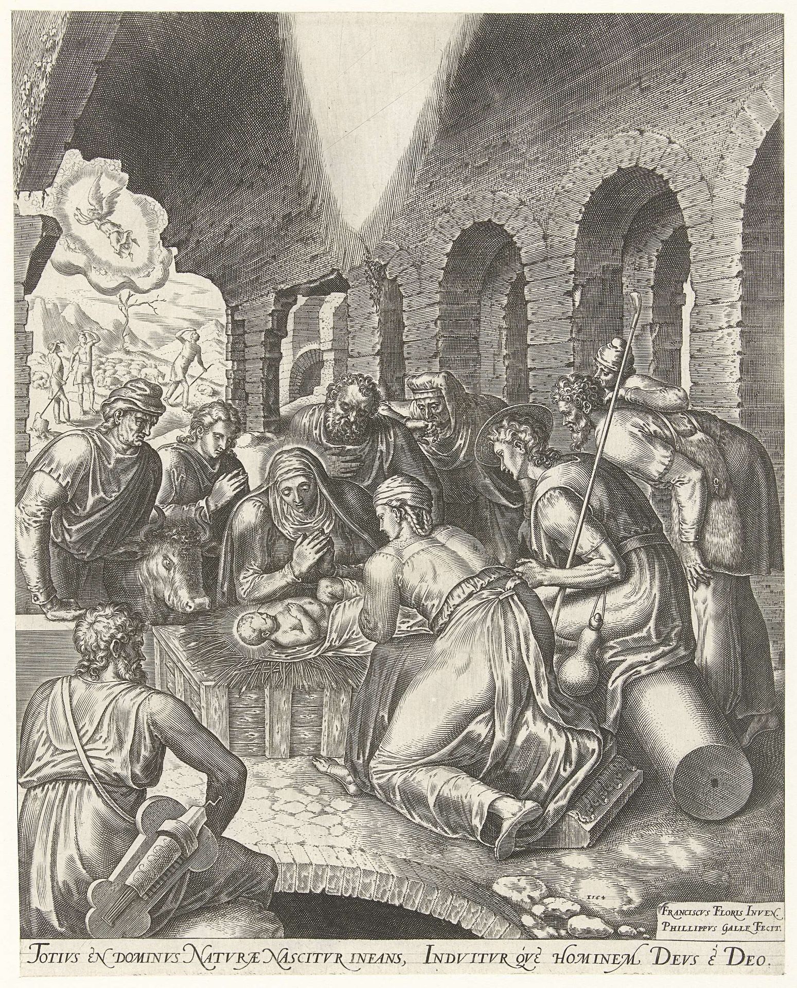 Aanbidding door de herders by Philips Galle