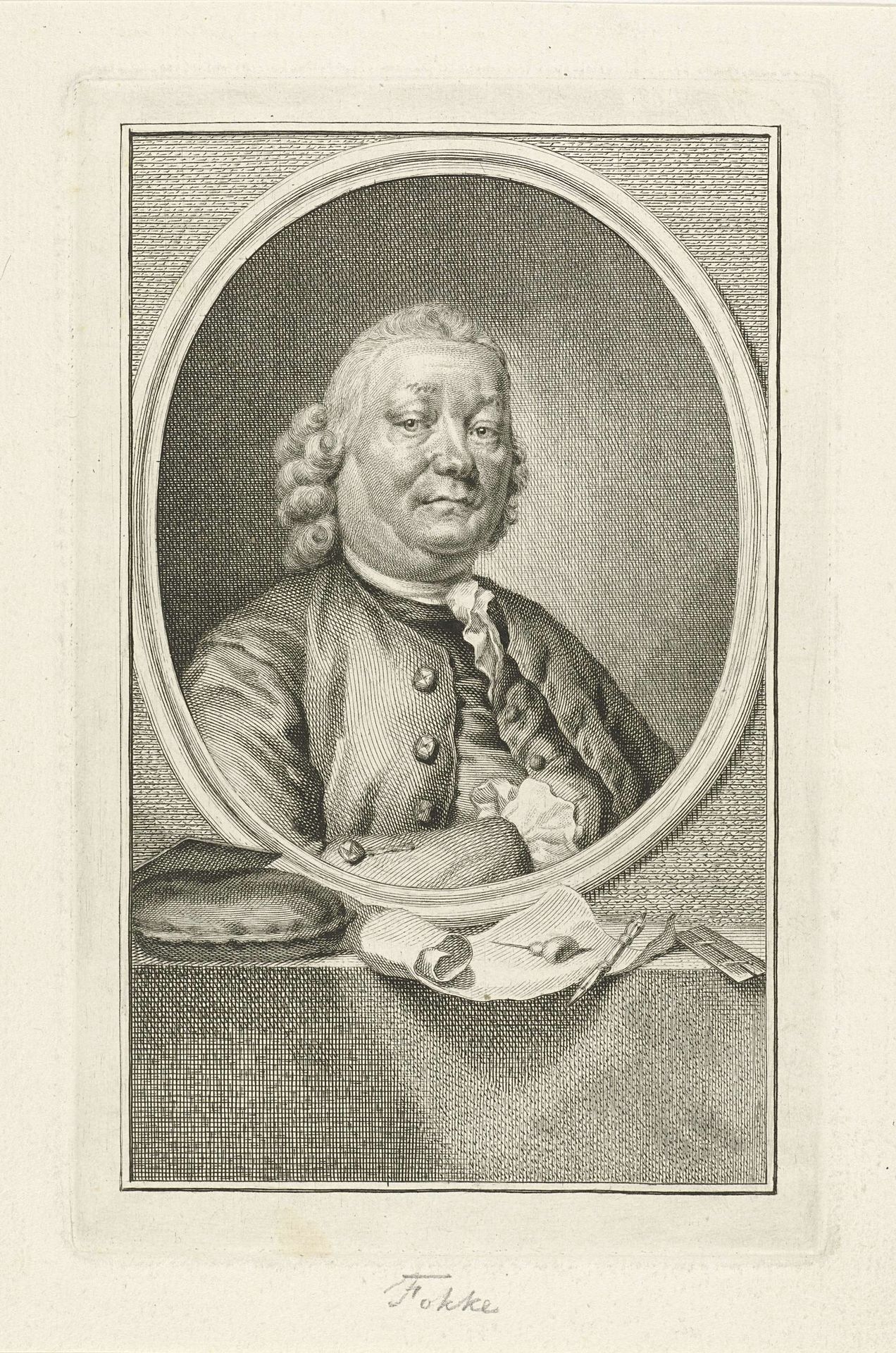 Portret van Simon Fokke by Jacob Houbraken