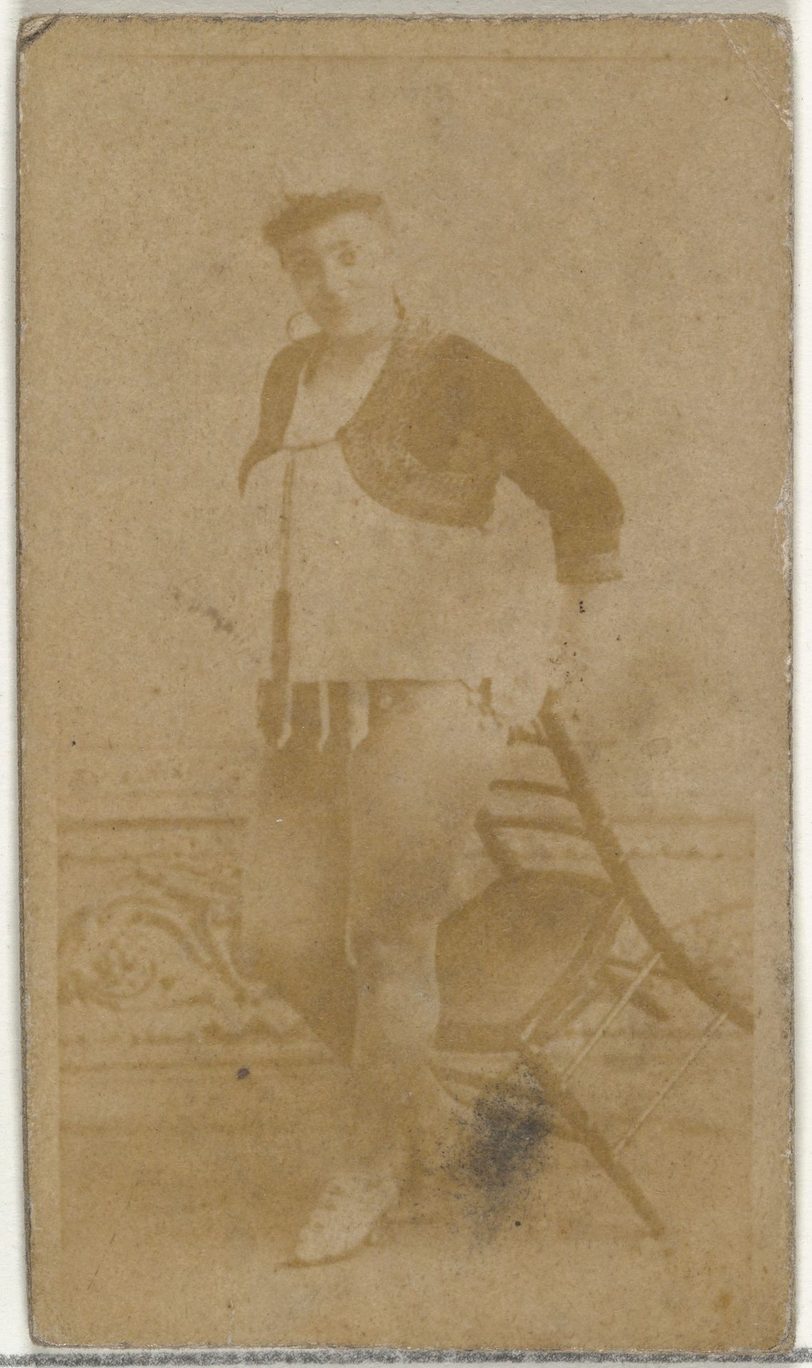 [Actress tipping chair], from the Actors and Actresses series (N145-8) issued by Duke Sons & Co. to promote Duke Cigarettes by W. Duke, Sons & Co.