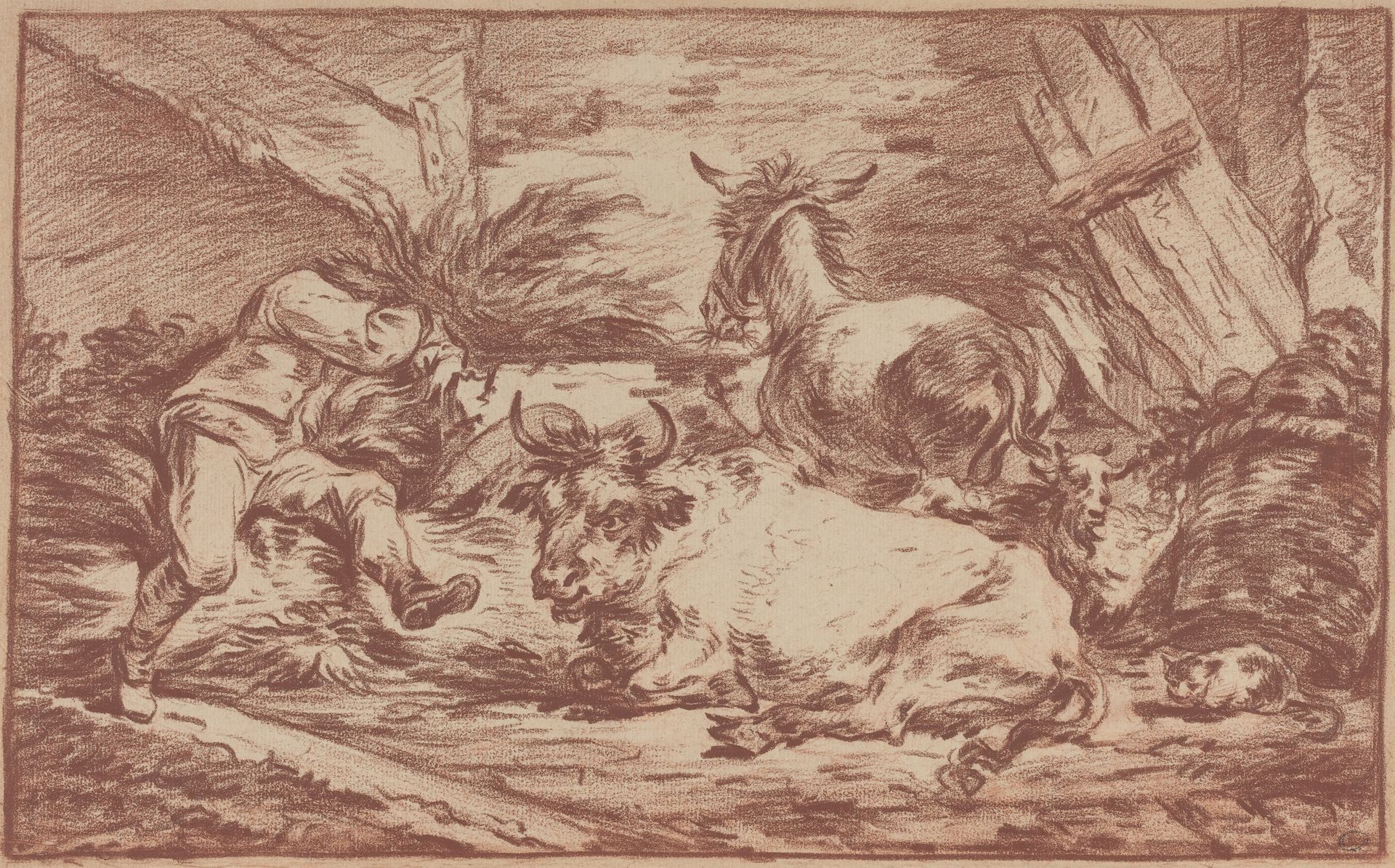 Animals in a Stable by Philippe Jacques de Loutherbourg