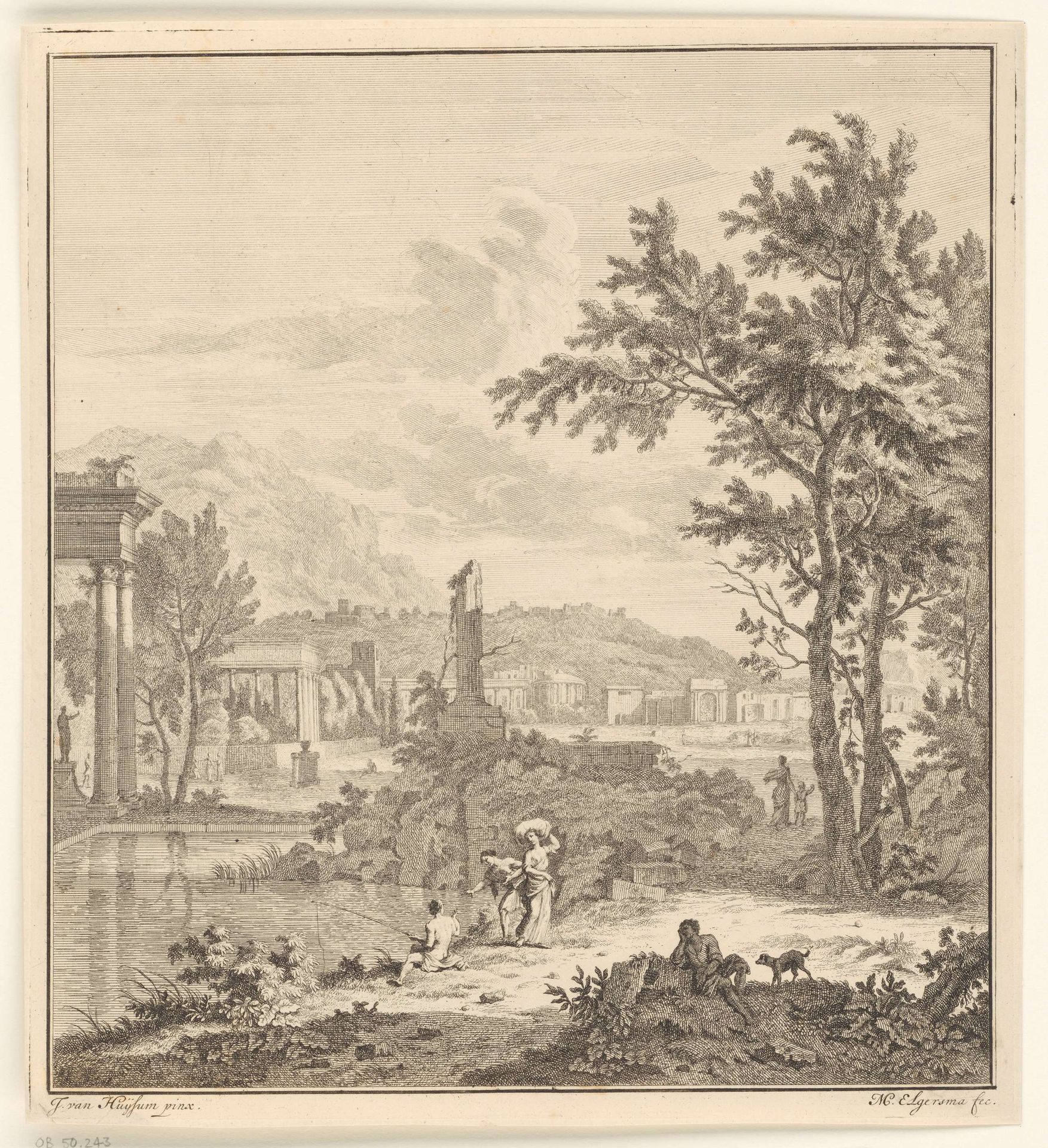 Landschap met visser by Michiel Elgersma