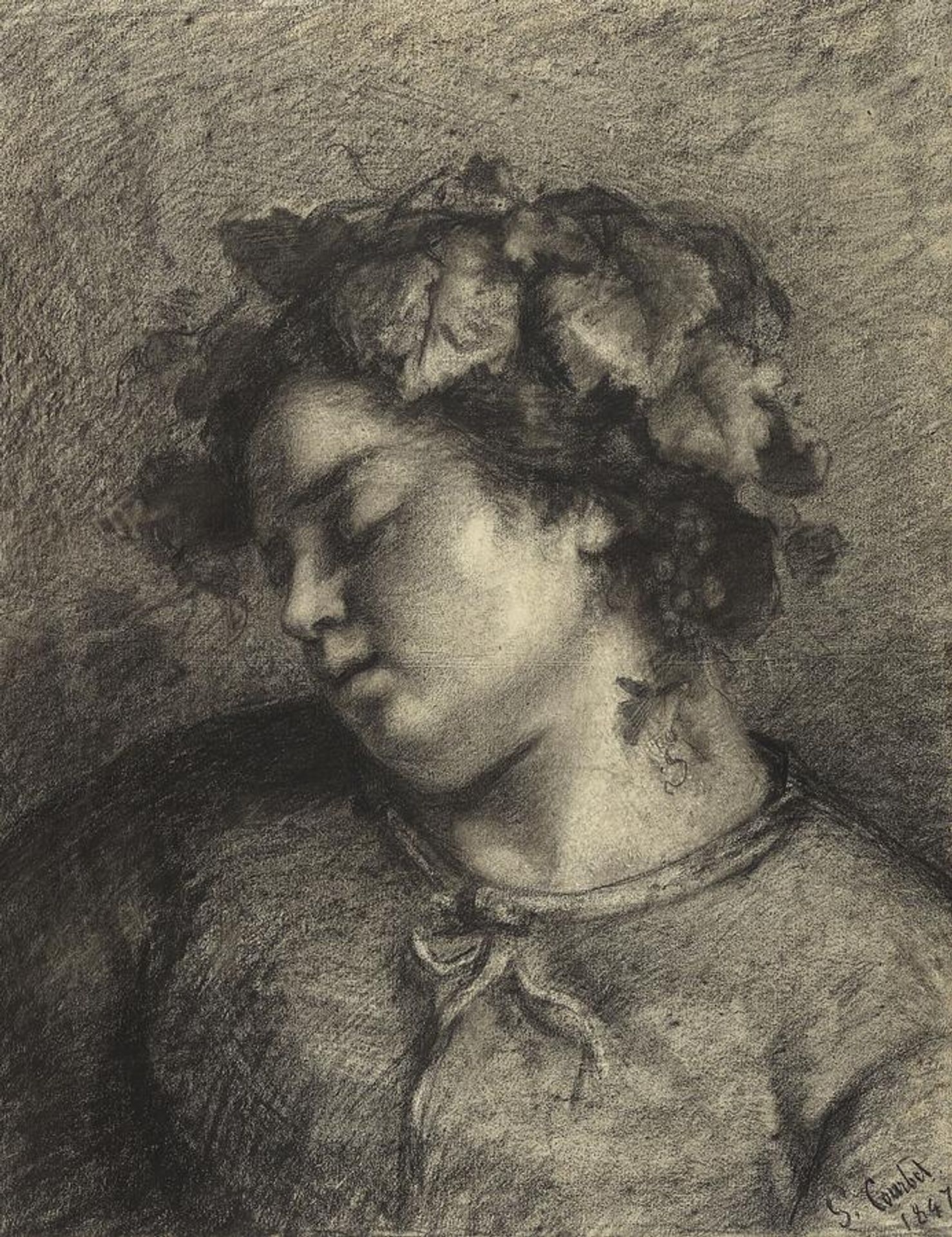 Head of a Sleeping Bacchante by Gustave Courbet