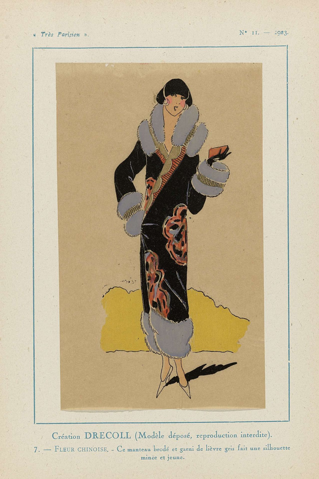 Très Parisien, 1923, No 11: 7. - FLEUR CHINOISE. - Ce manteau brodé... by Anonymous