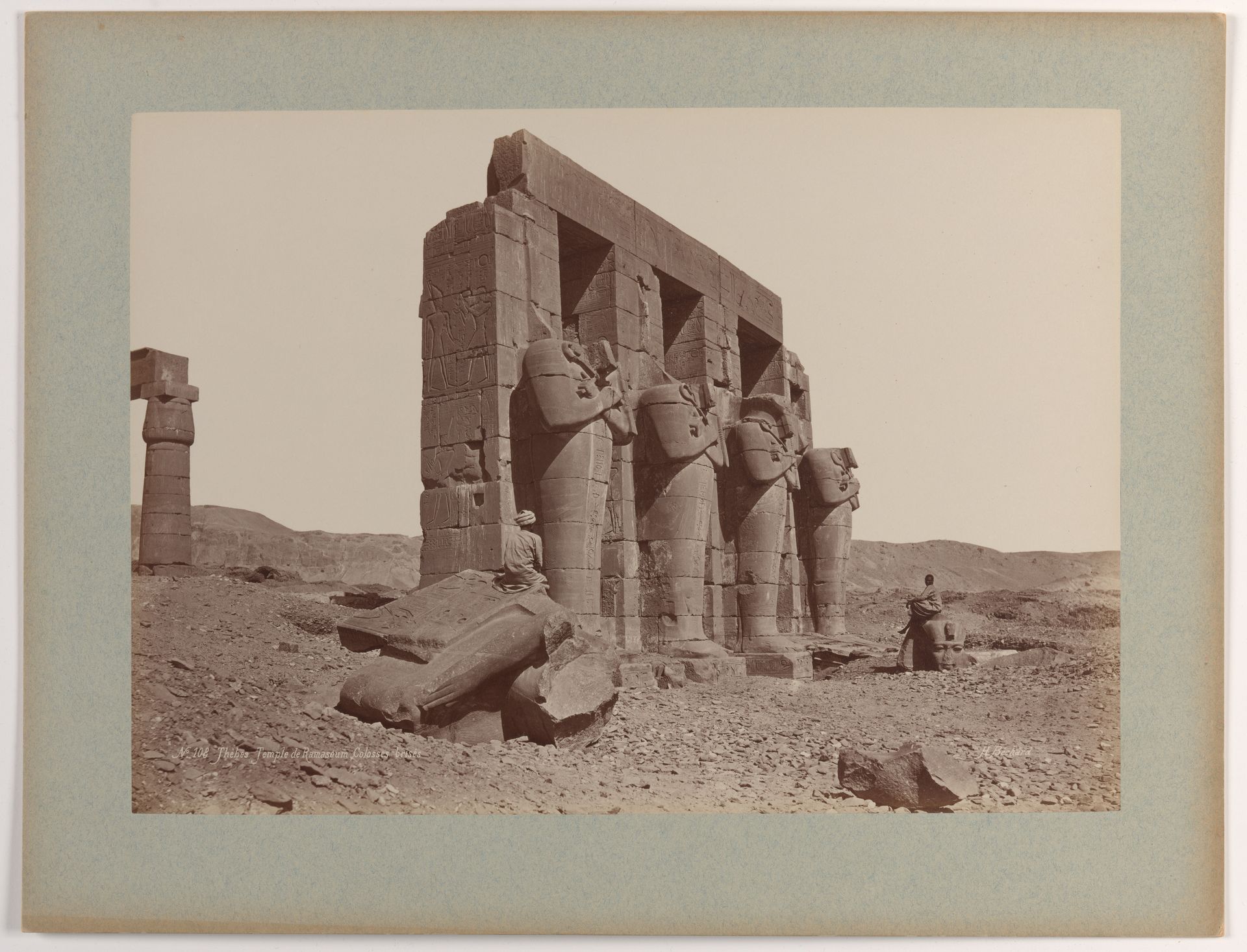 Thèbes, Temple de Ramasseum, Colosses brisés by Emile Béchard
