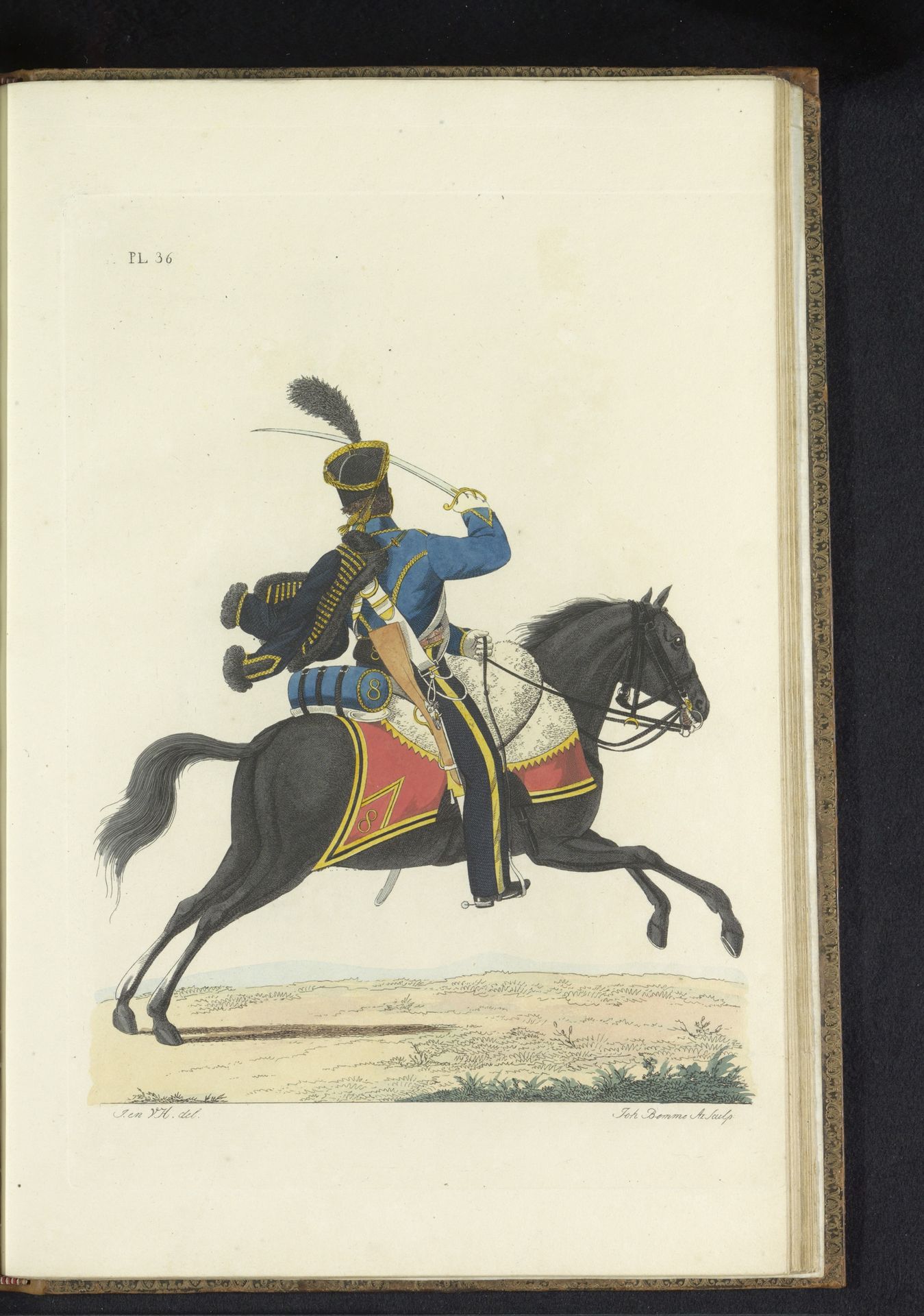 Hussaar, te paard, in groote tenue by Joannes Bemme
