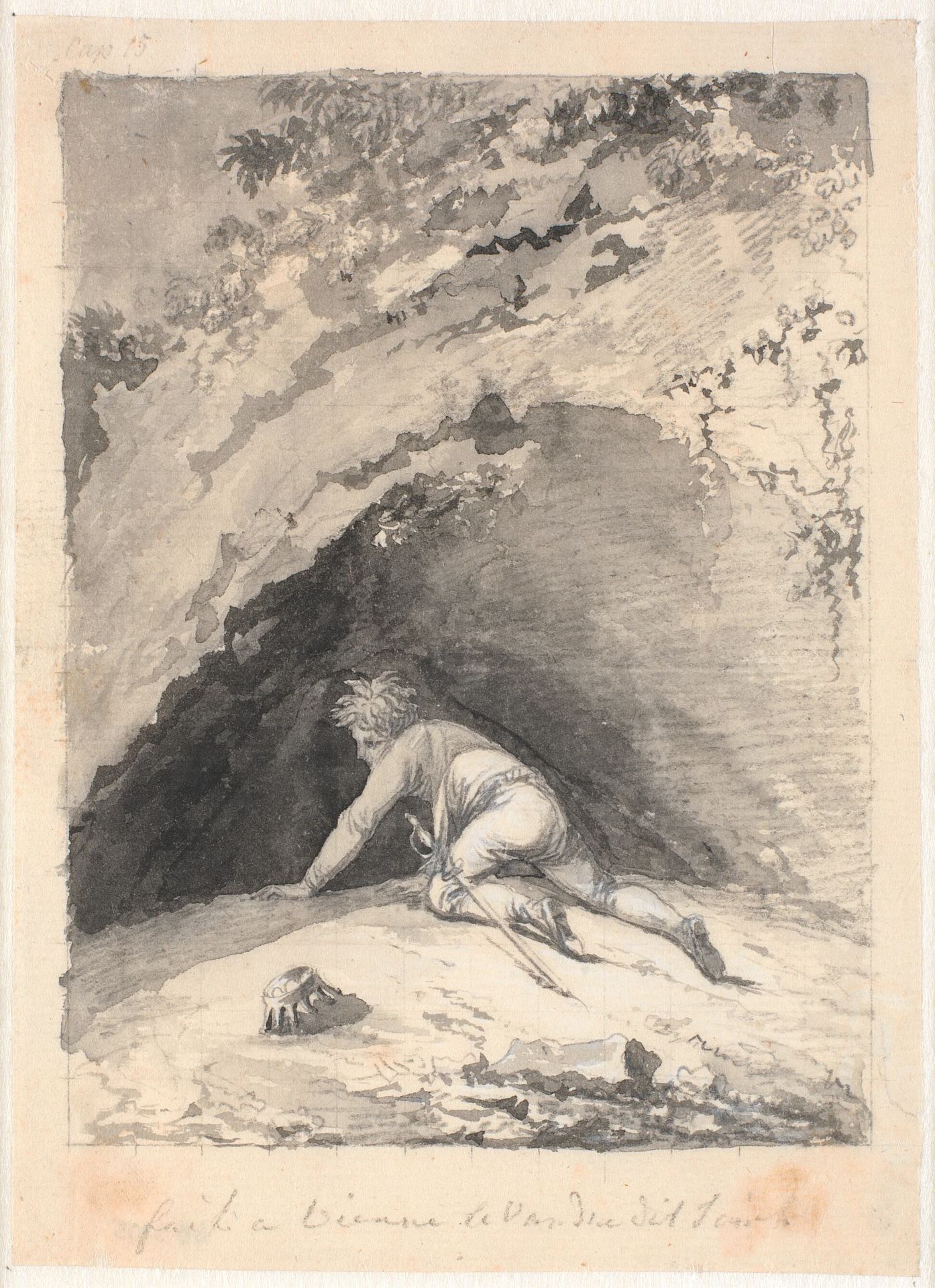 Niels Klim kryber ind i hulen by Nicolai Abildgaard