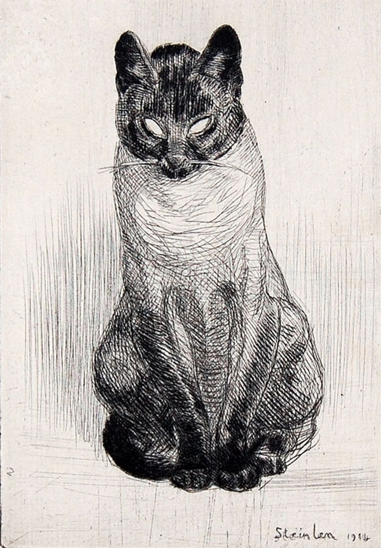 Seated Siamese cat by Théophile Alexandre Steinlen
