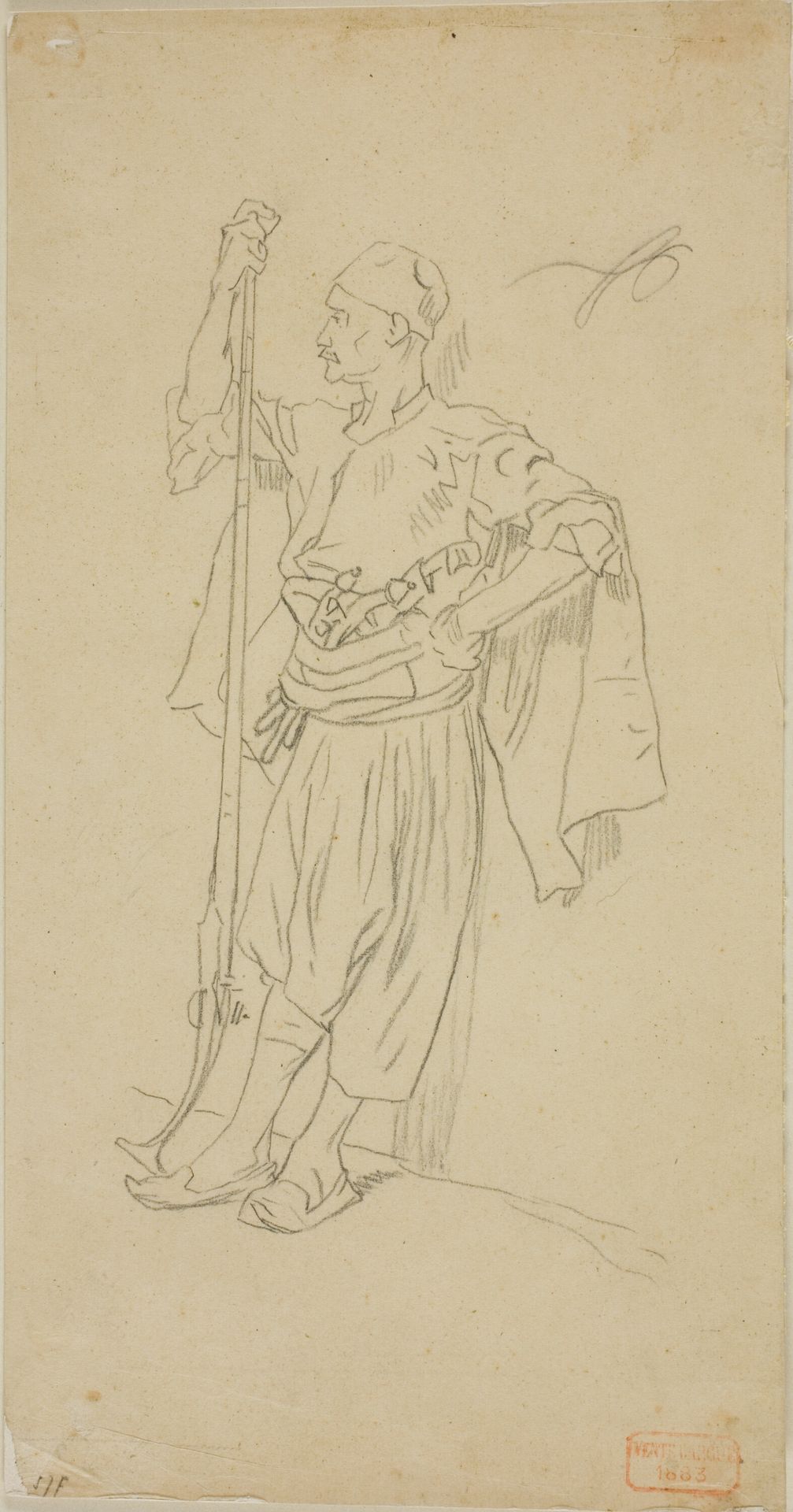 Armed Arab Leaning Against a Wall by Charles Bargue