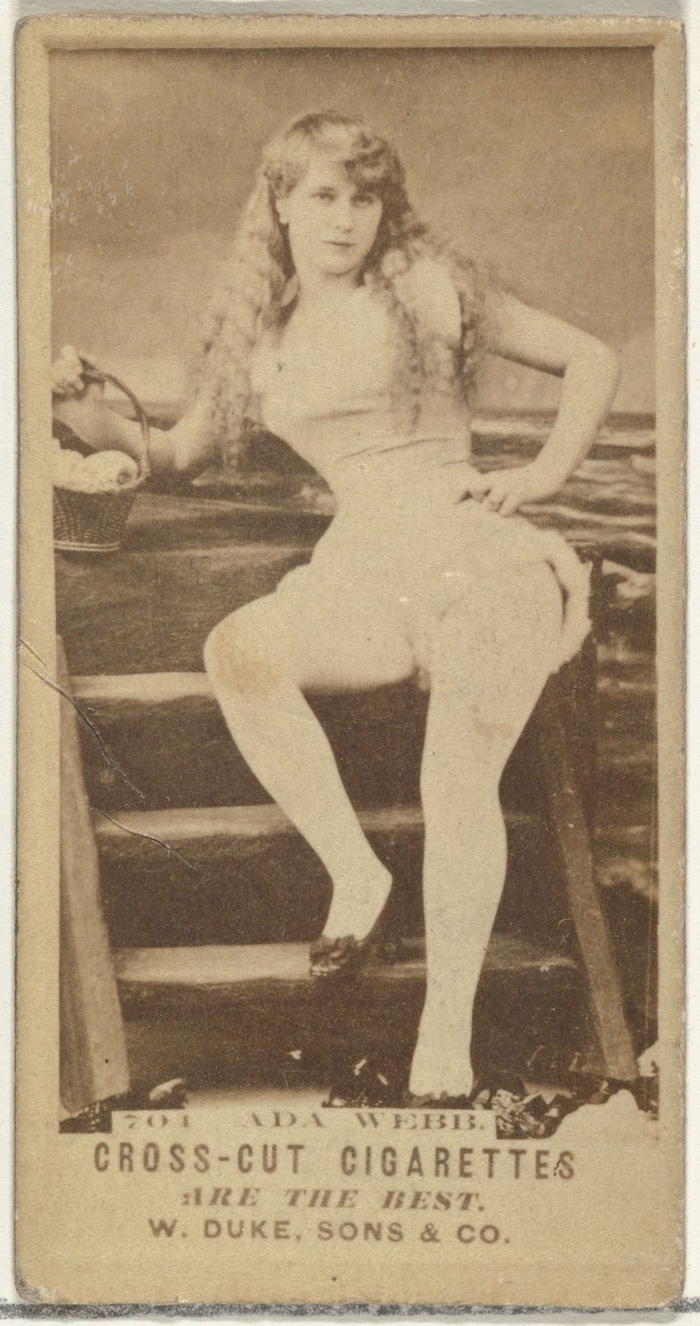 Card Number 701, Miss Ada Webb, from the Actors and Actresses series (N145-3) issued by Duke Sons & Co. to promote Cross Cut Cigarettes by W. Duke, Sons & Co.