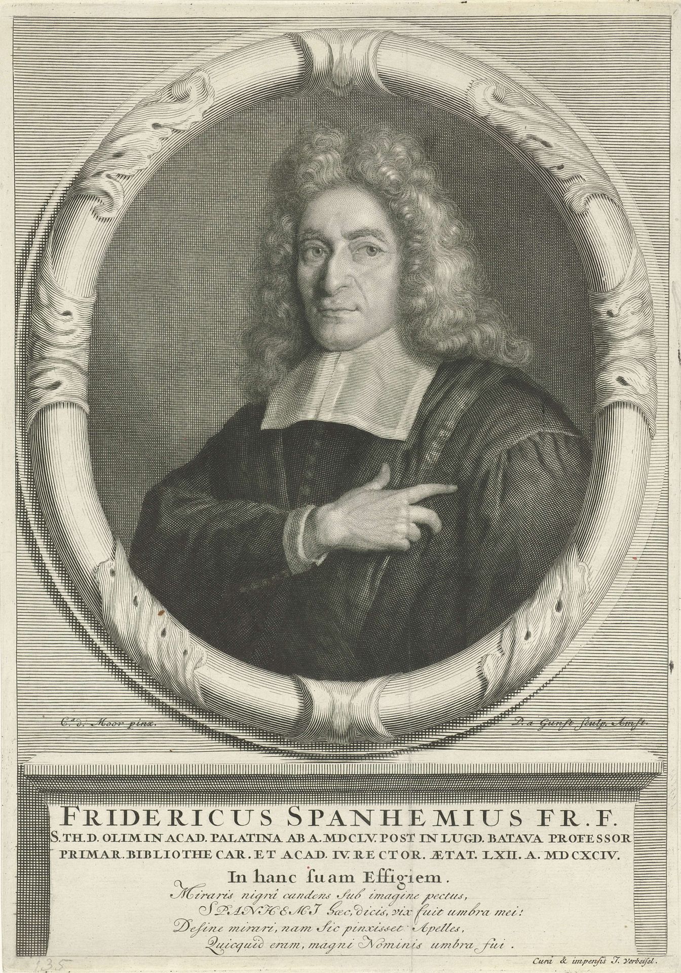 Portret van Frederick Spanheim de jongere op 62-jarige leeftijd by Pieter van Gunst