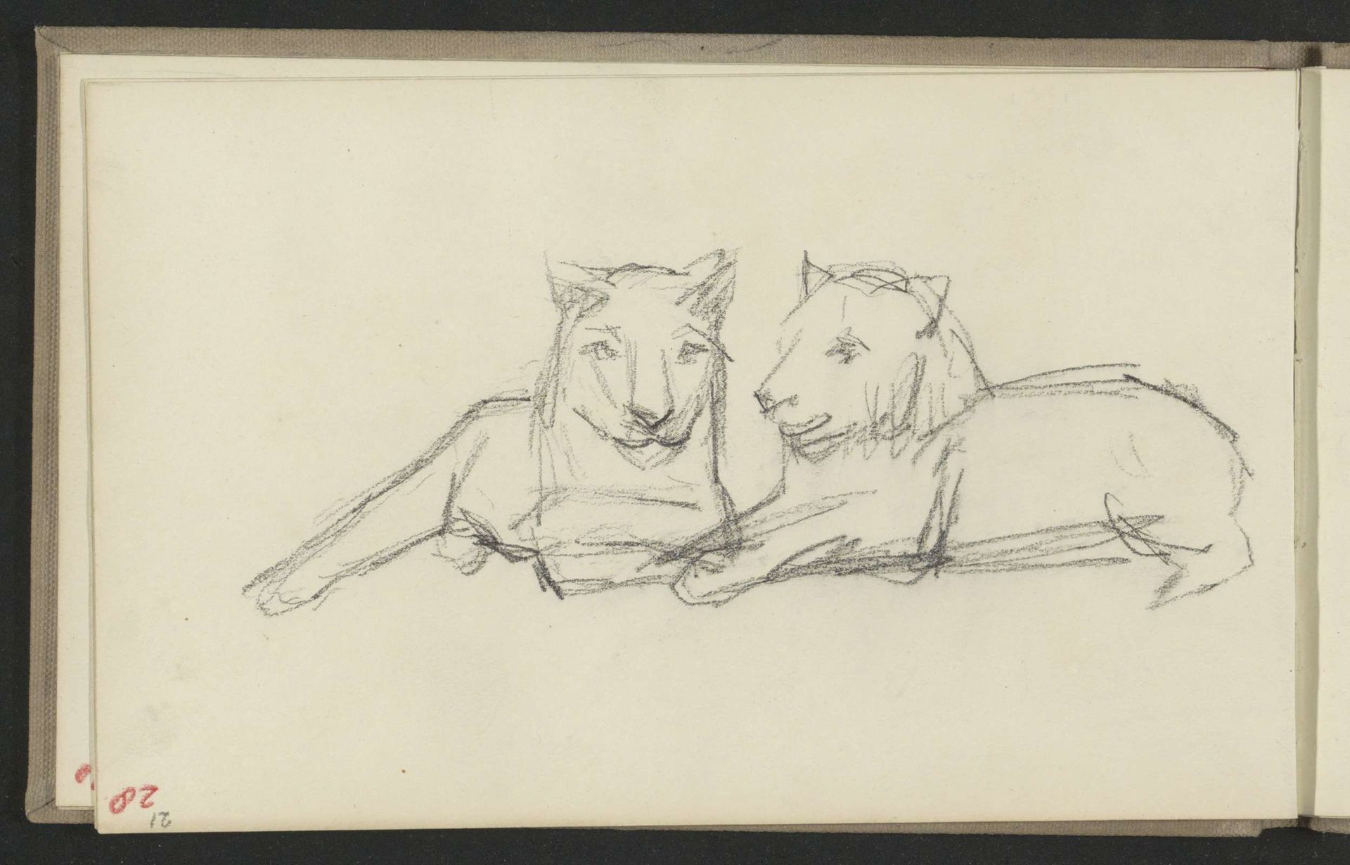 Twee liggende katten by Jozef Israëls