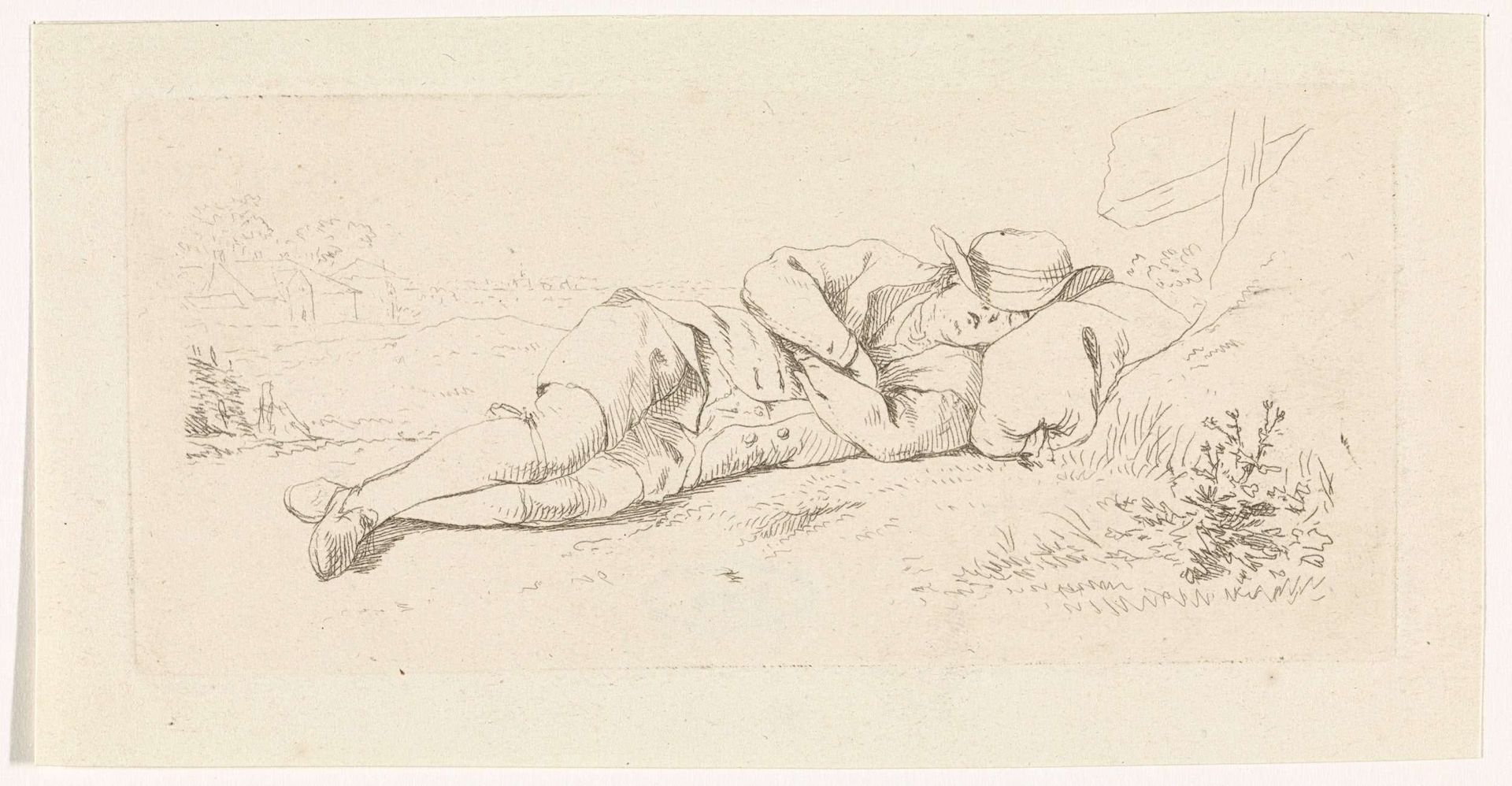 Slapende jongeman by Pieter de Goeje
