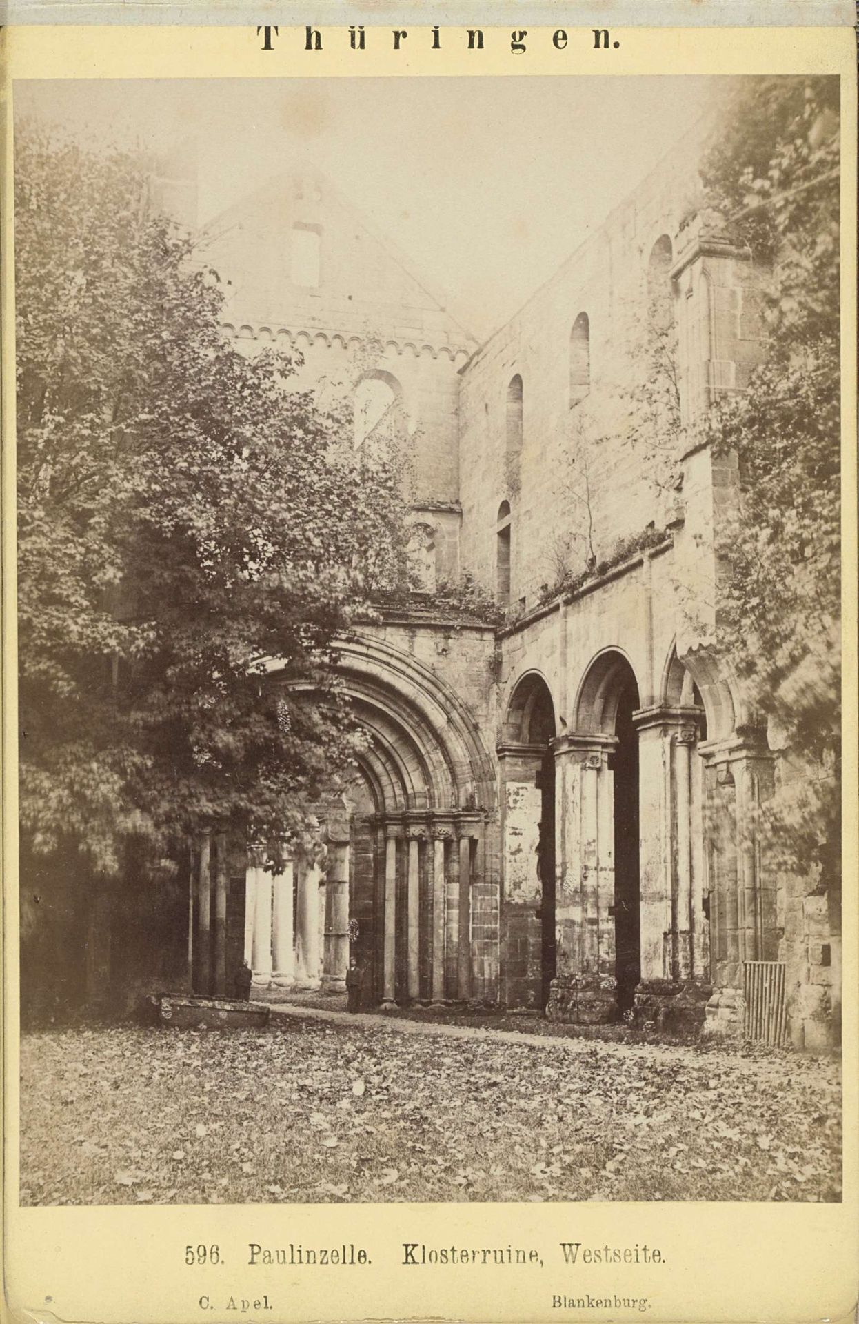 Westzijde van kloosterruïne Paulinzella in de Harz by C. Apel