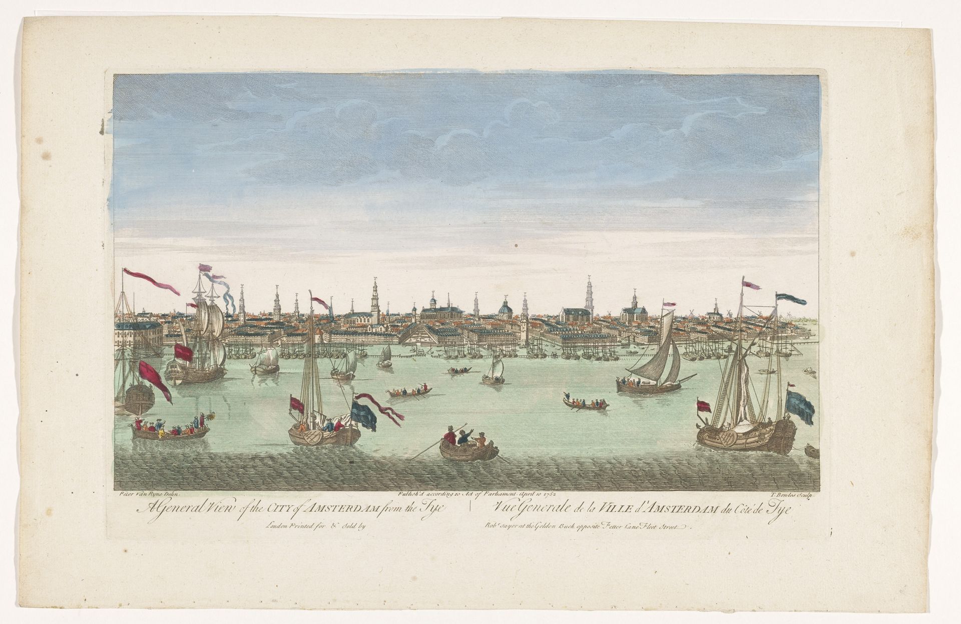 Gezicht op de stad Amsterdam gezien vanaf het IJ by Anonymous