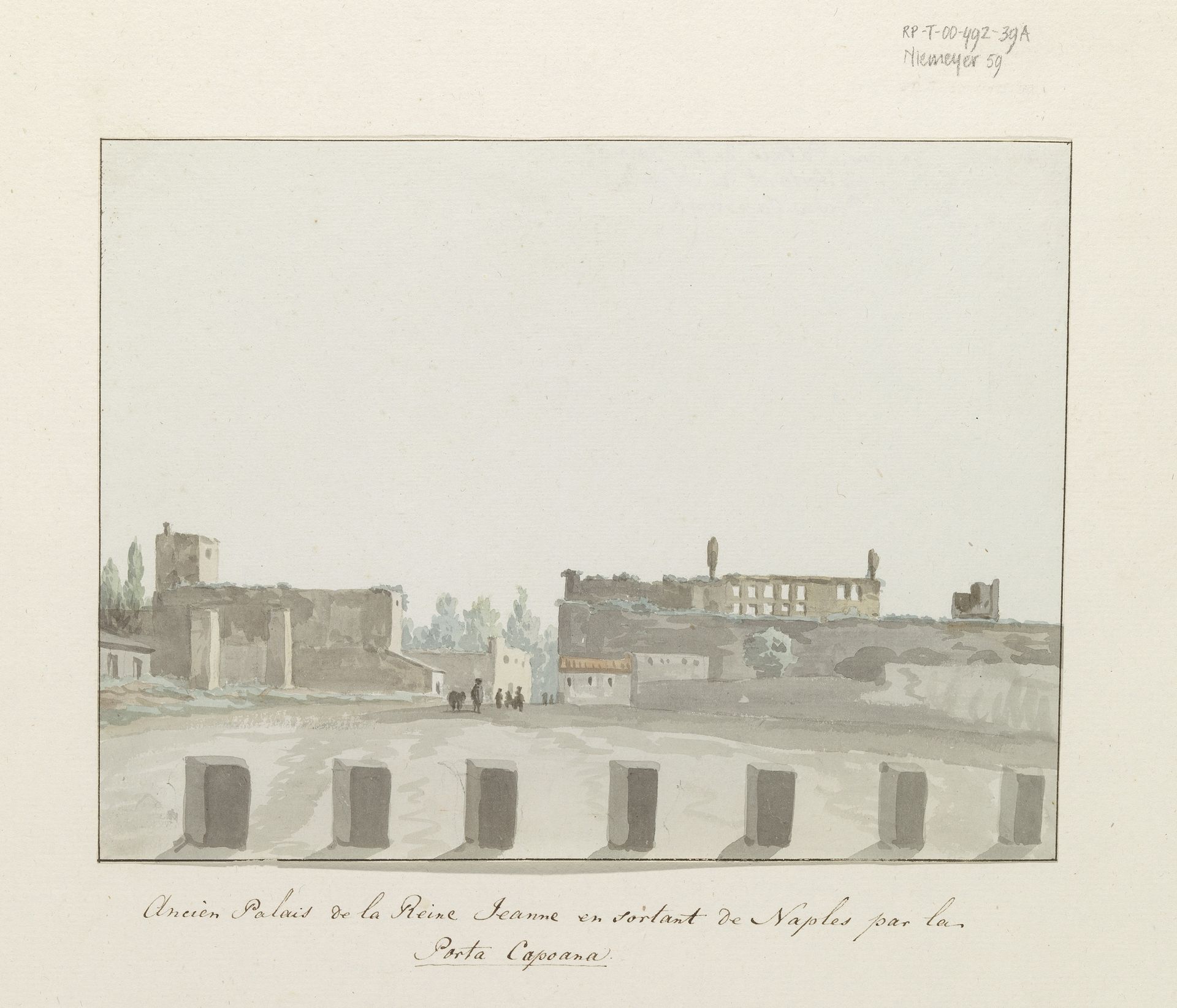 Oude paleis van koningin Jeanne bij het verlaten van Napels via de Porta Capuana by Louis Ducros