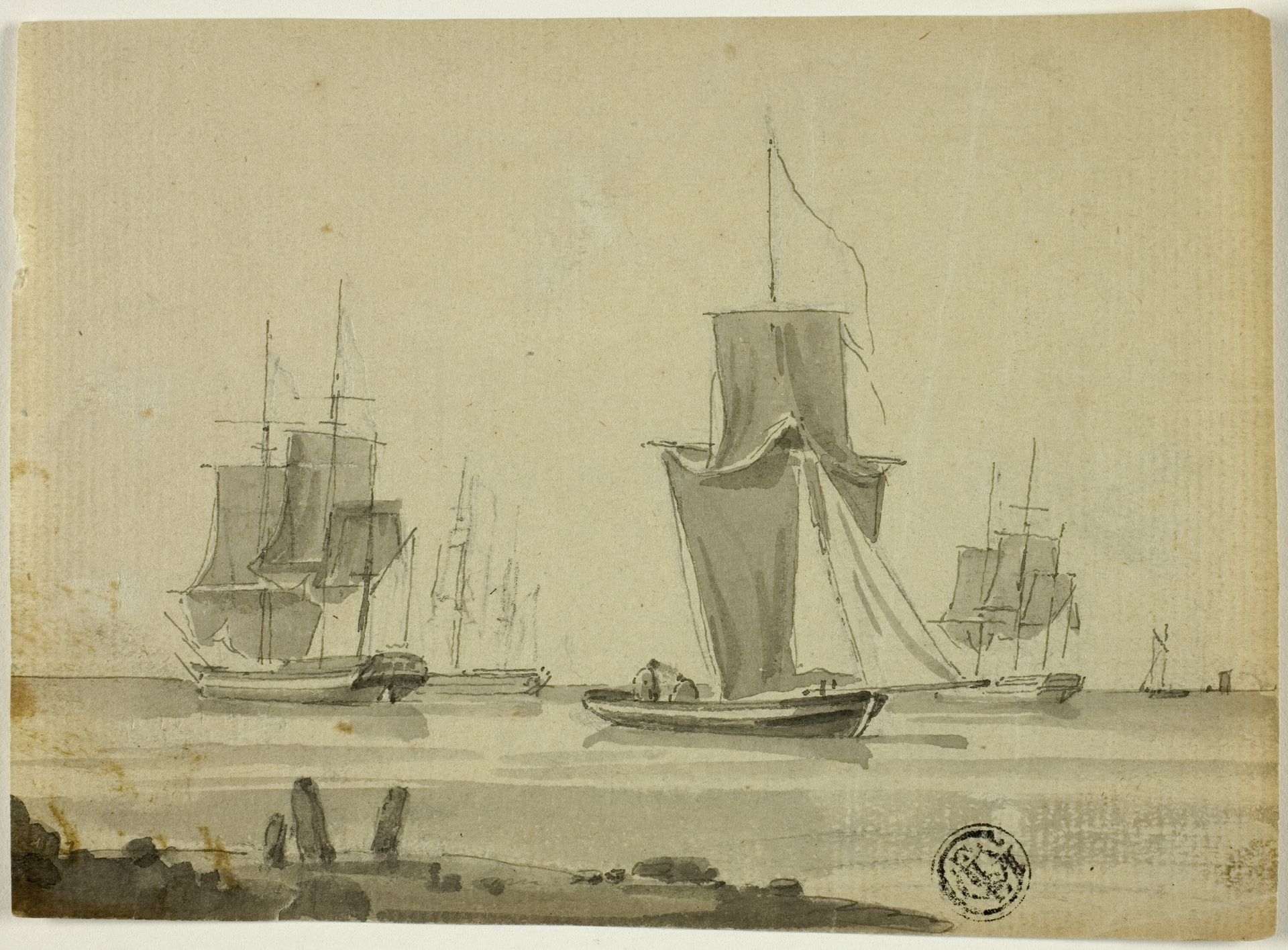 Boats at Sea by Willem van de Velde II