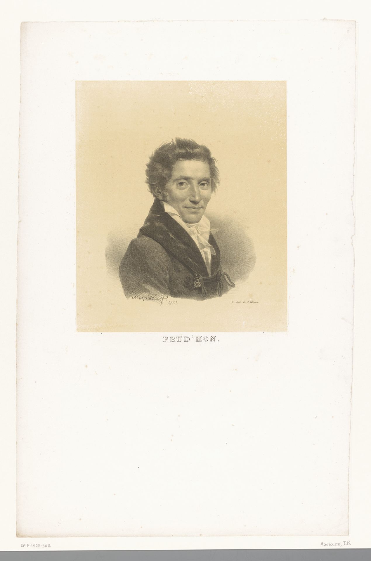Portret van Pierre Prud'hon by Jean-Baptiste Mauzaisse