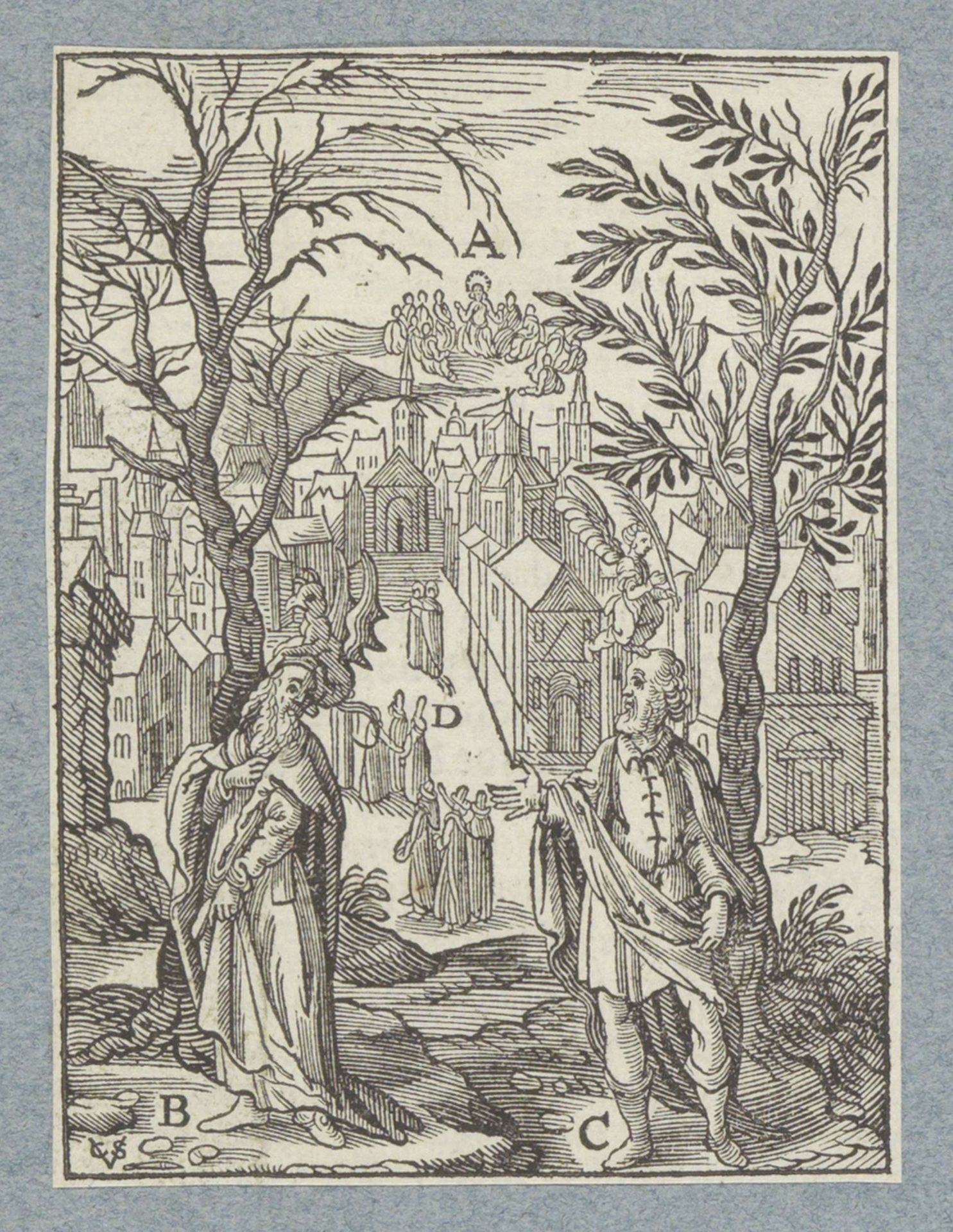 Huichelaar en een gelovige tijdens het vasten by Christoffel van (II) Sichem