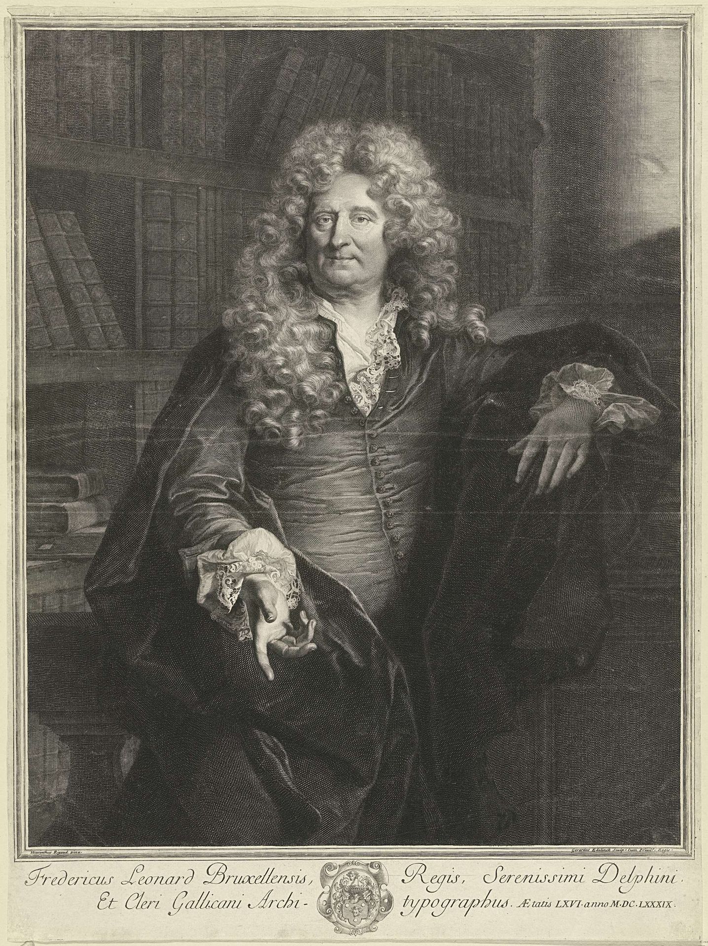 Portret van Frédéric Leonard by Gérard Edelinck