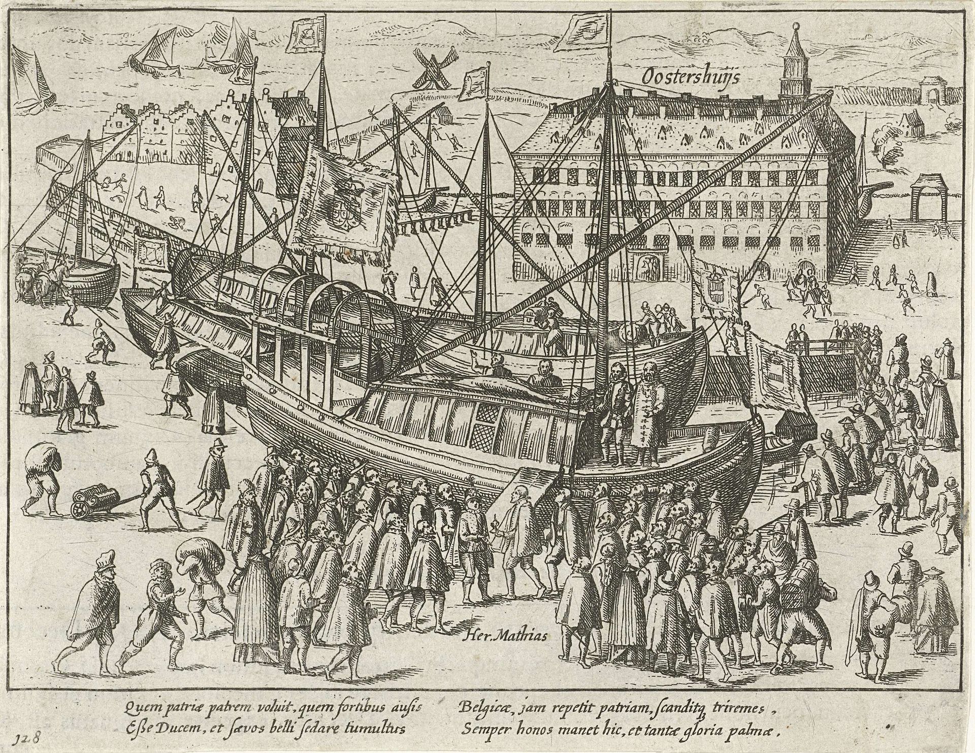 Aartshertog Matthias vertrekt uit de Nederlanden, 1581 by Anonymous