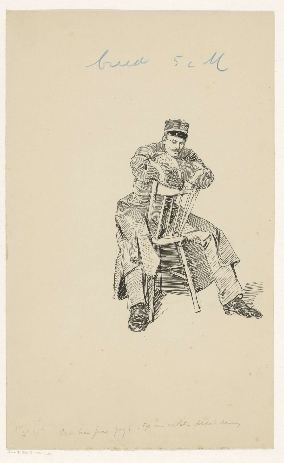 Militair zittend op een stoel by Heinrich M. Krabbé