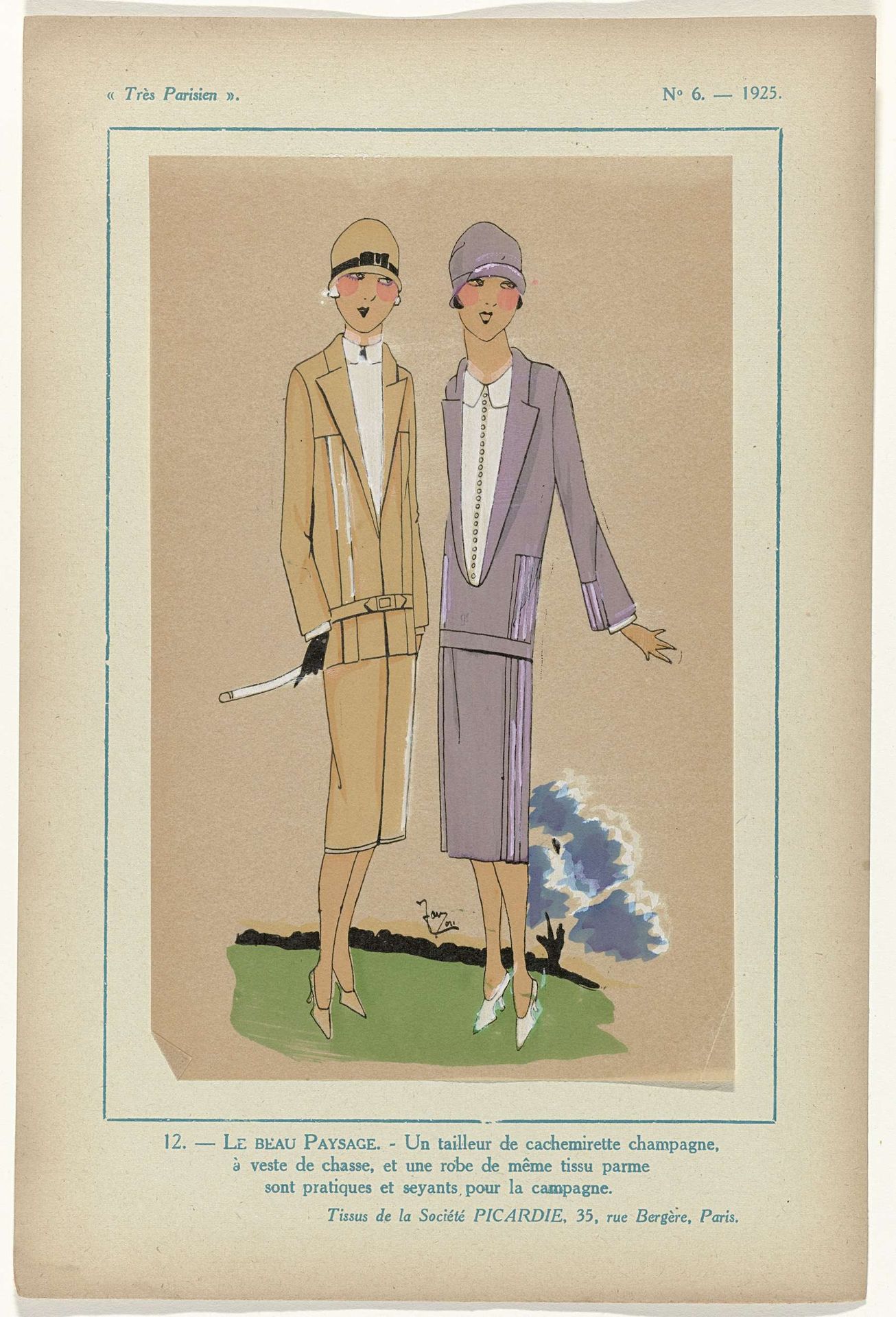 Très Parisien, 1925, No. 6, Pl. 12.- LE BEAU PAYSAGE. by G-P. Joumard