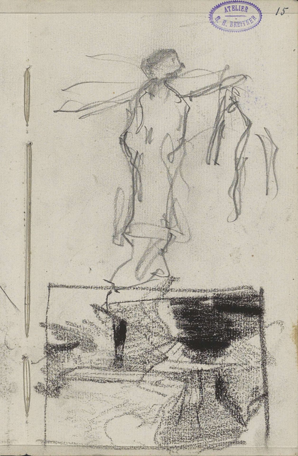 Figuur in een landschap en een staande vrouw by George Hendrik Breitner