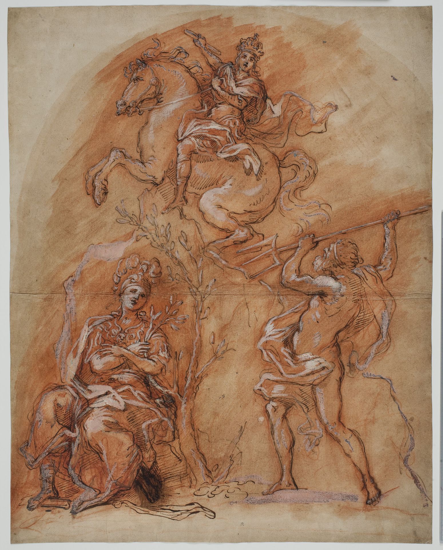 Allegory with an equestrian monument, Minerva and Neptune by Giuseppe Passeri