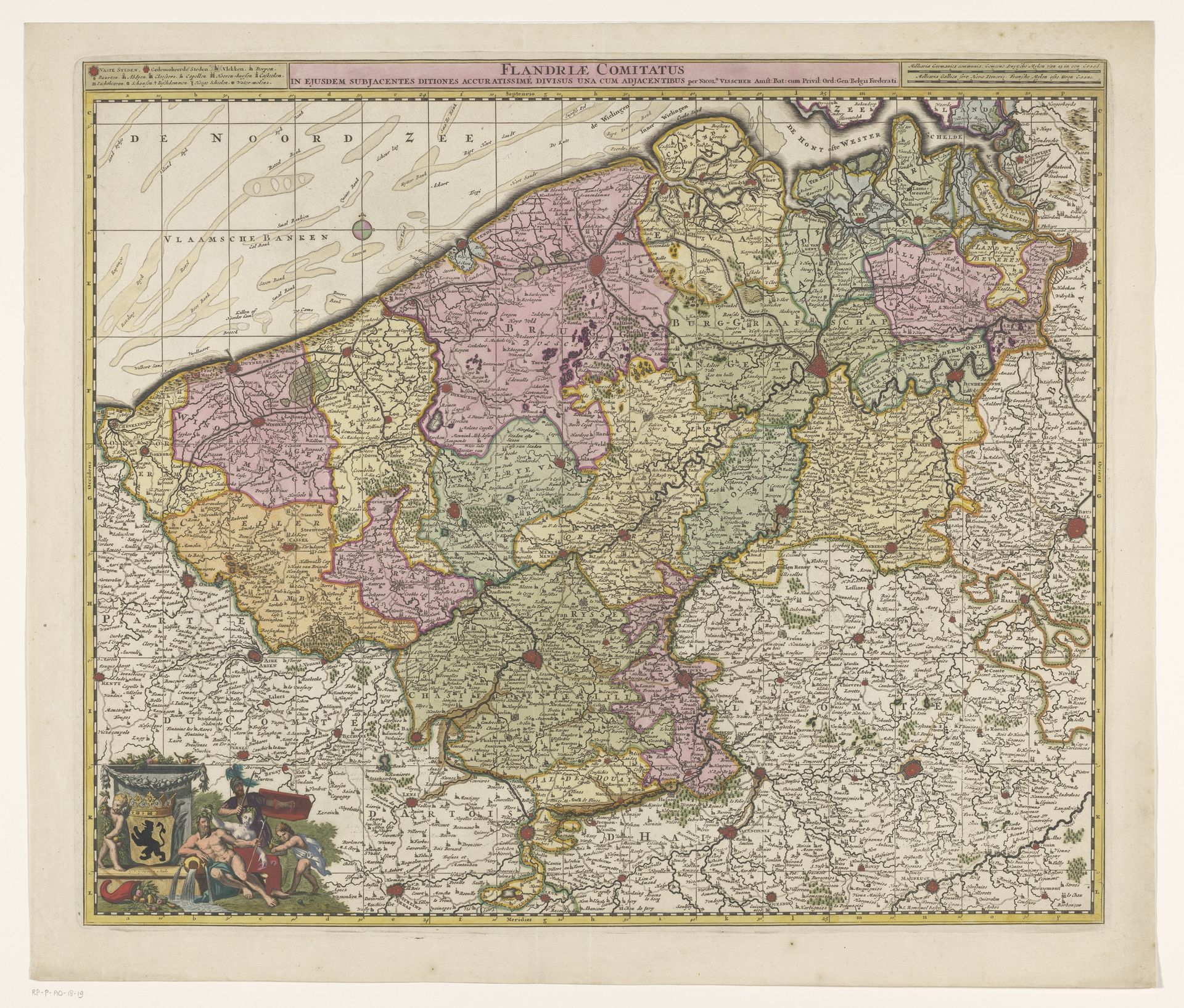 Kaart van het graafschap Vlaanderen by Gilliam van der Gouwen
