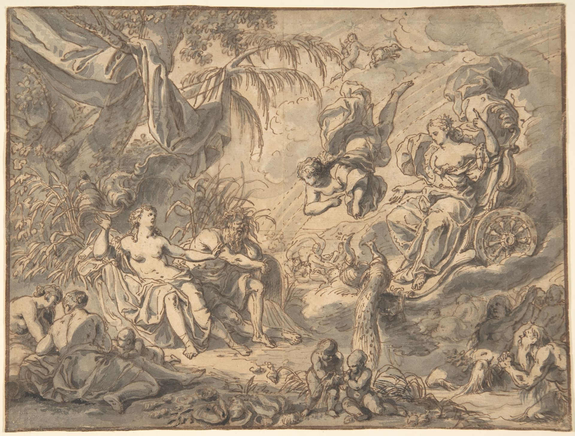 Juno on Her Chariot Visiting a Young Woman and a Rivergod by Richard van Orley