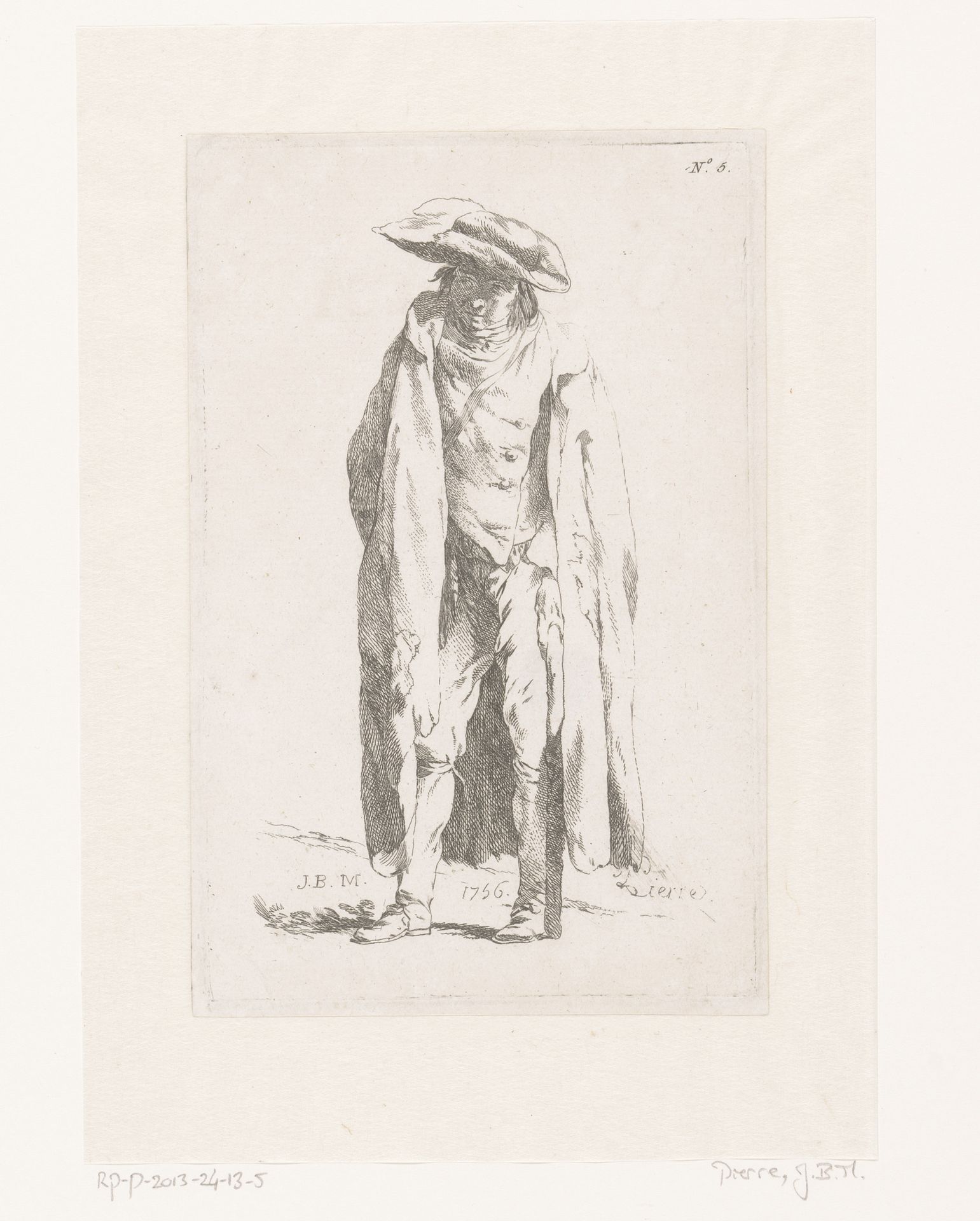 Man met lange jas en hoed by Jean Baptiste Marie Pierre