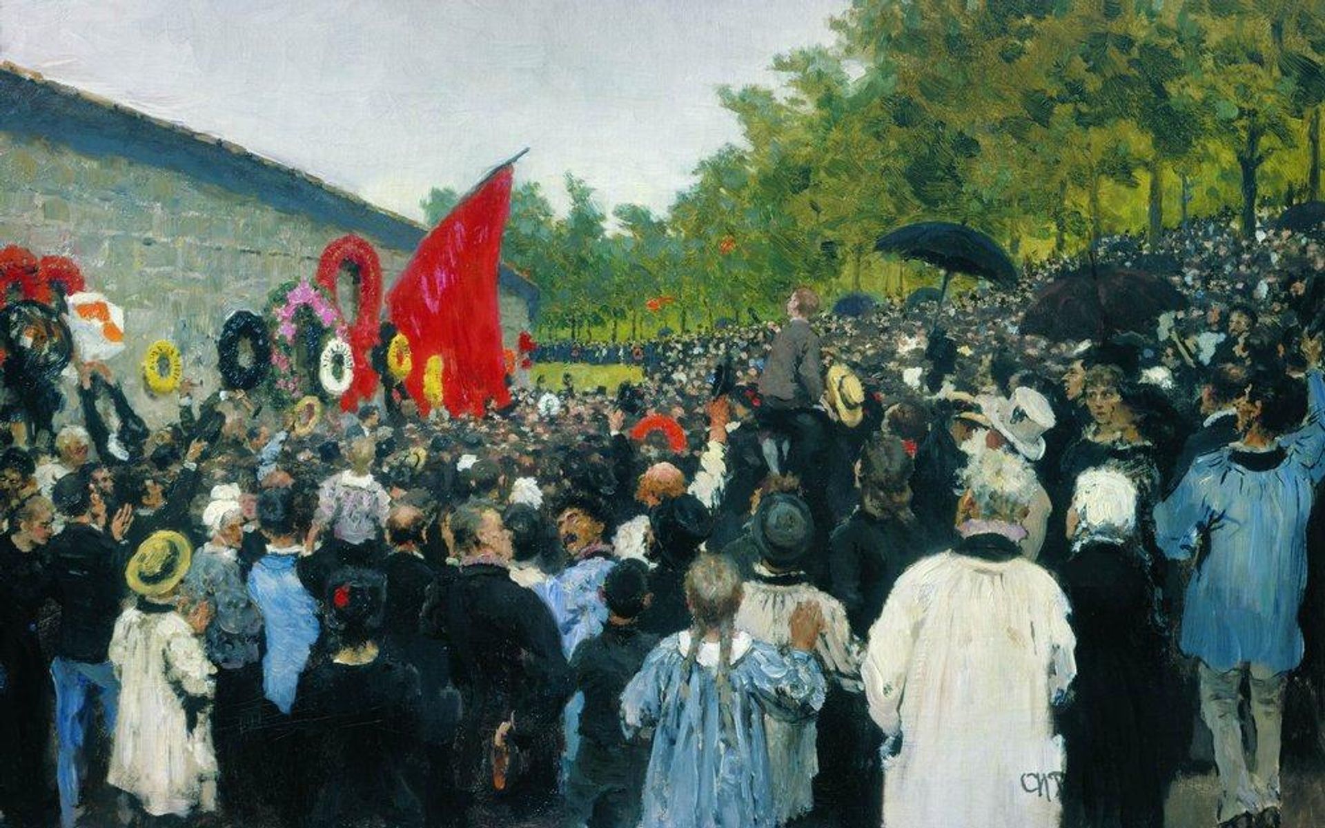 The Annual Memorial Meeting Near the Wall of the Communards in the Cemetery of Père Lachaise in Paris by Ilya Repin