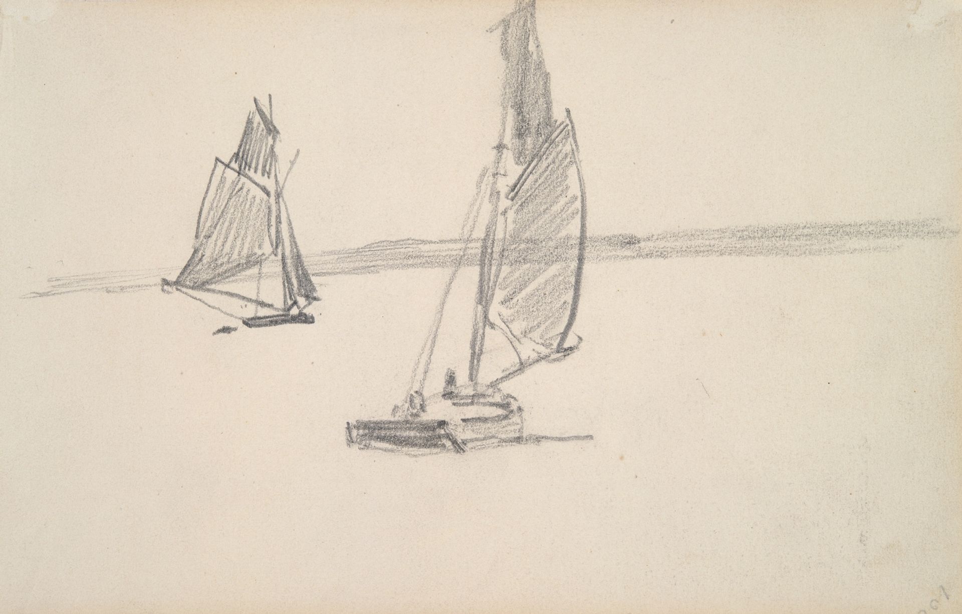 Two Sailboats on Calm Water by Johan Barthold Jongkind