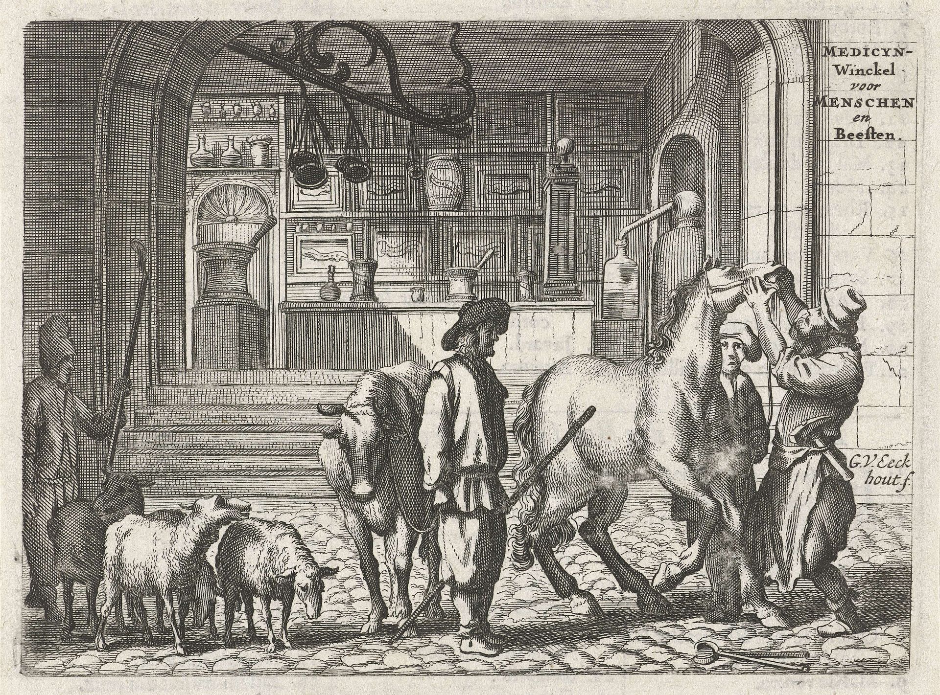 De veearts in een apotheek by Gerbrand van den Eeckhout