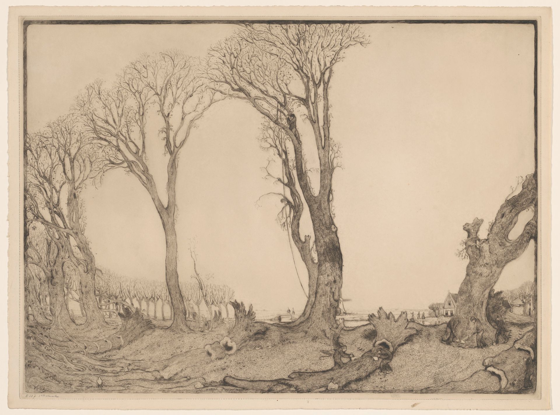 Vellen van iepen aan de Zuidervesting te Edam by Wijnand Otto Jan Nieuwenkamp