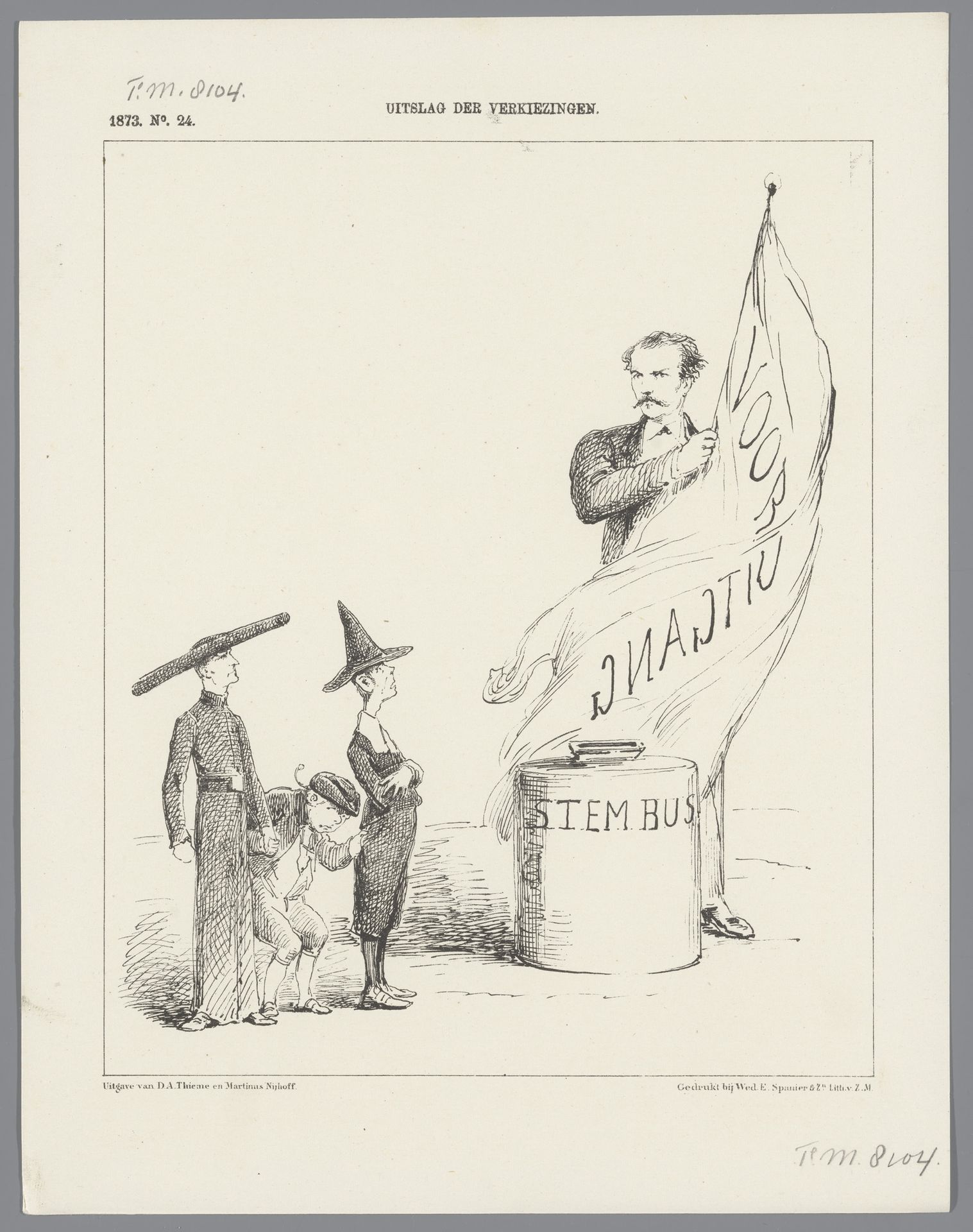 Spotprent op de verkiezingen, 1873 by Johan Michaël Schmidt Crans