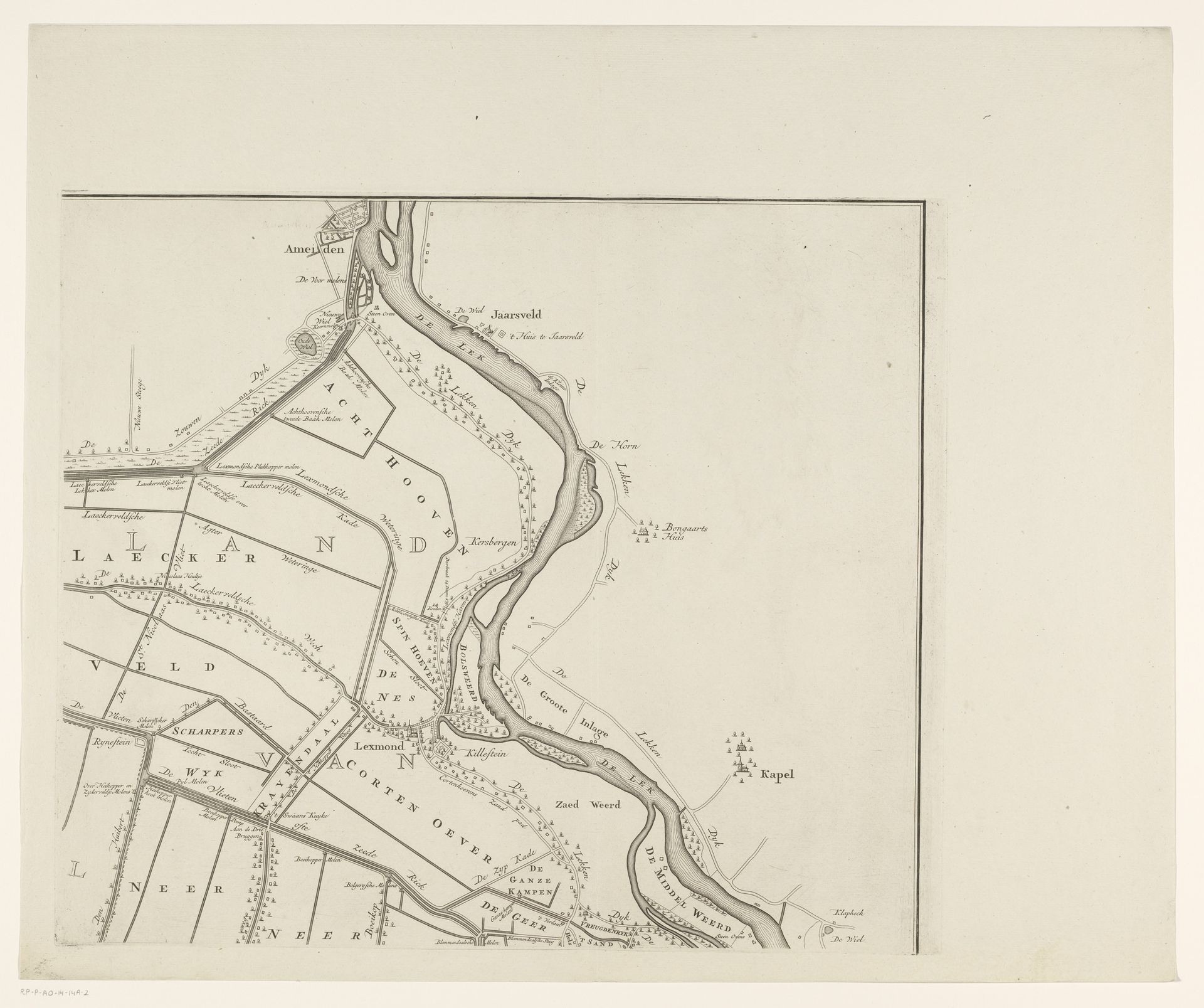 Kaart van de Vijfheerenlanden (deel rechtsboven) by Jan van Jagen