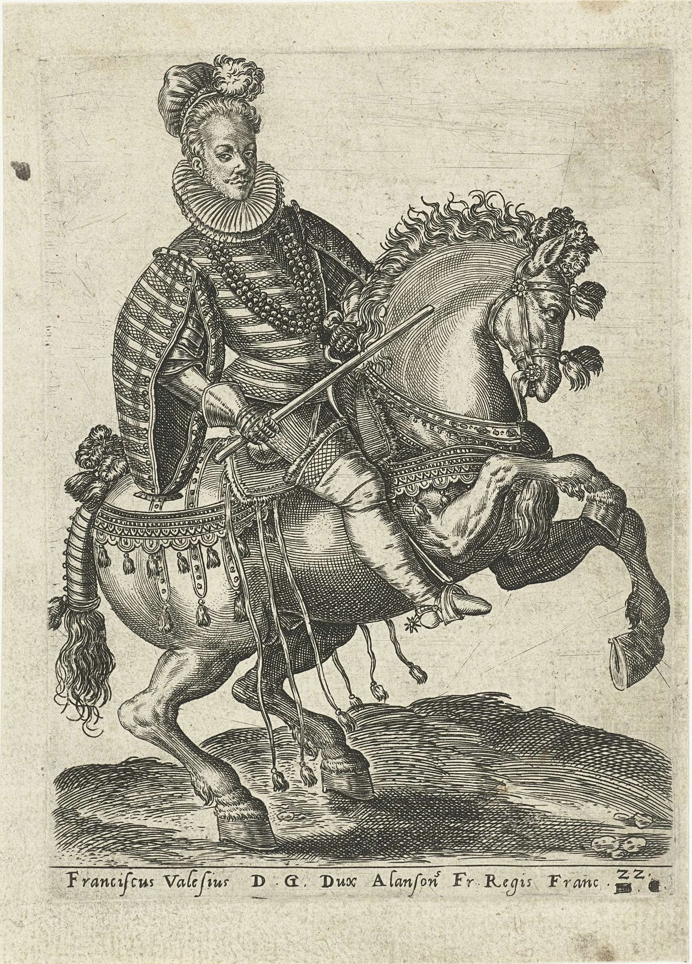 Portret van François, hertog van Anjou te paard by Abraham de Bruyn