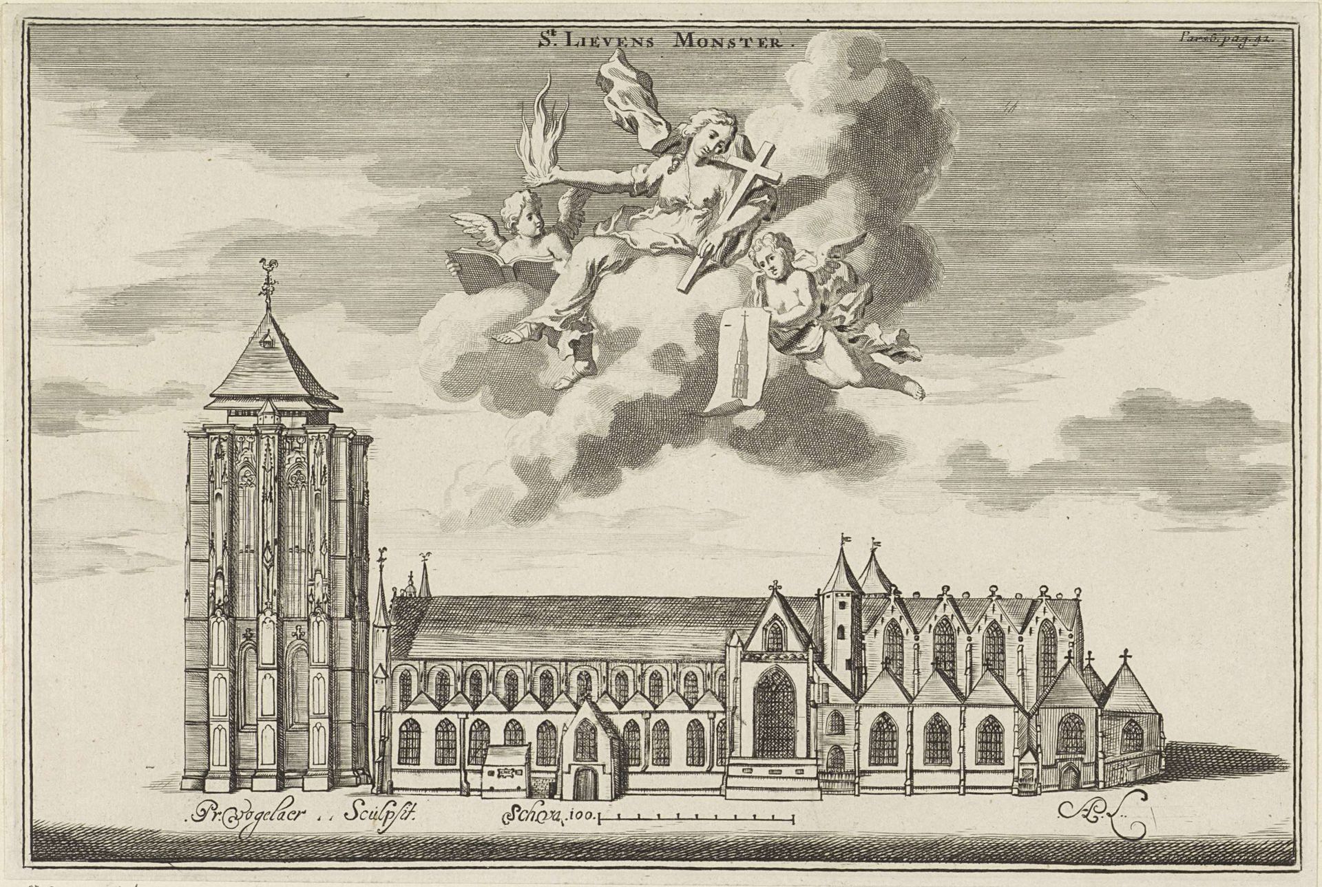 Gezicht op de Sint-Lievensmonstertoren en -kerk te Zierikzee by Pieter Vogelaer